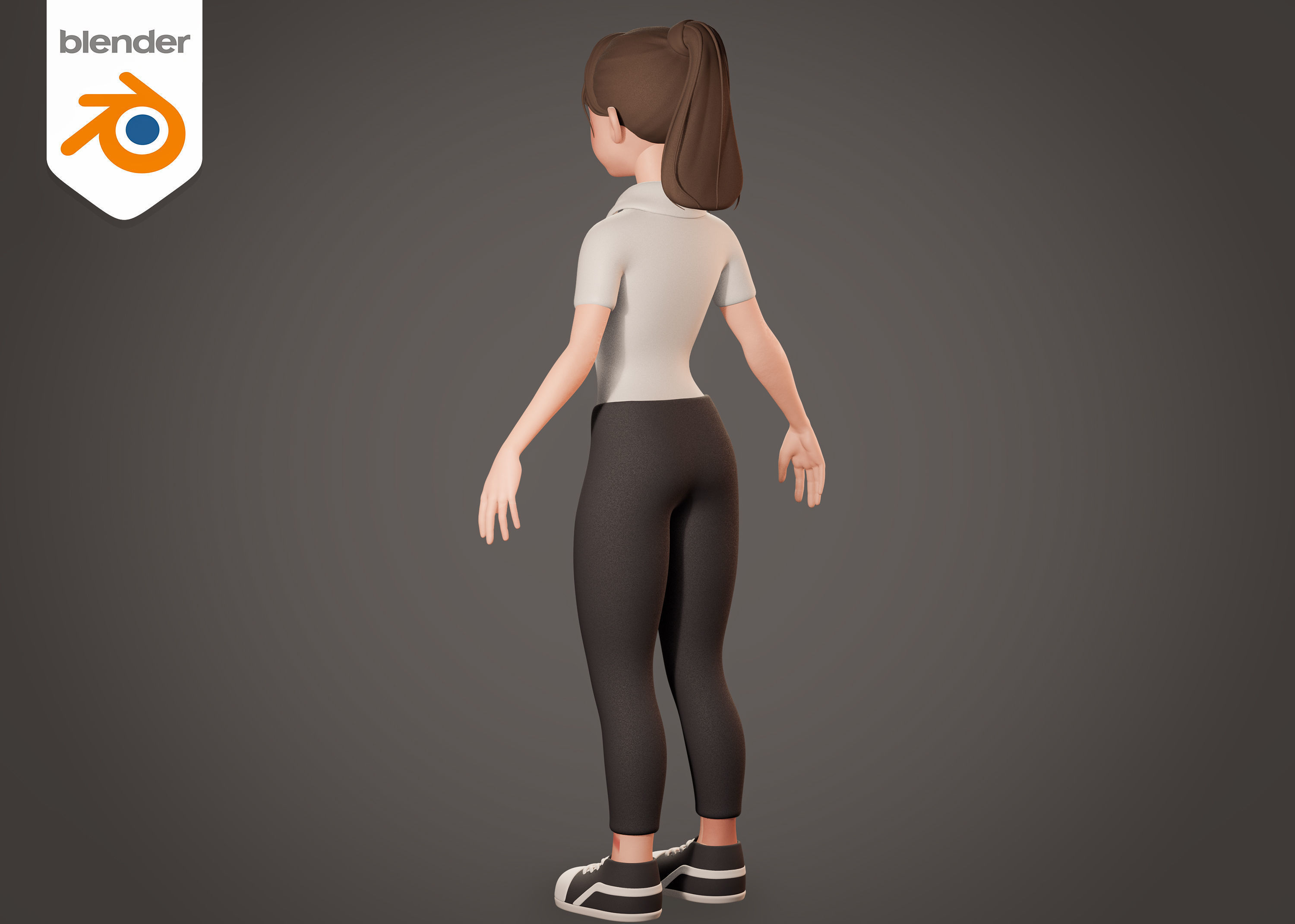 Female Teacher In White Wears - Rigged 3D model_6