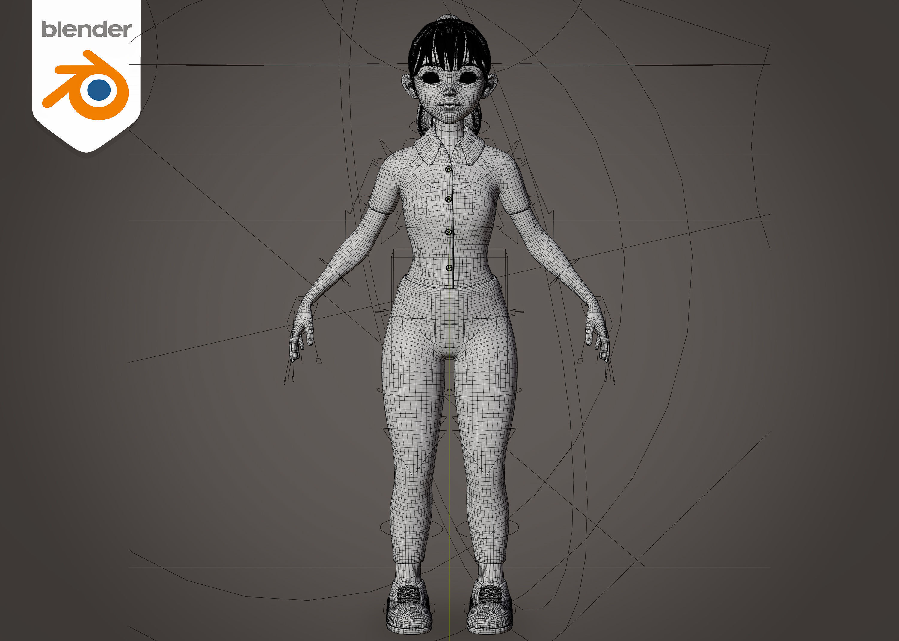 Female Teacher In White Wears - Rigged 3D model_9