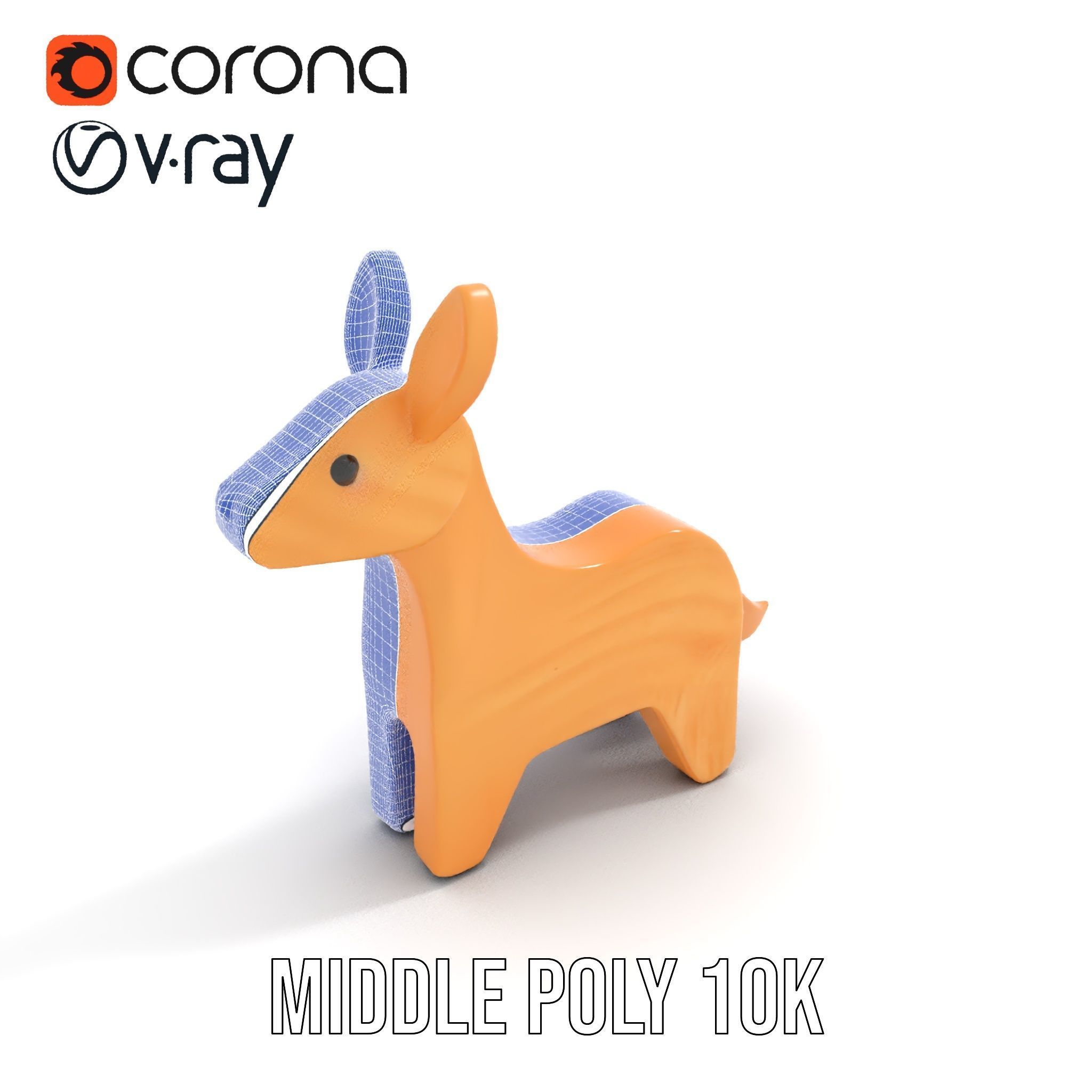 Wooden Animal Figurine Model Pack with Three Levels of Detail Low-poly 3D model_30