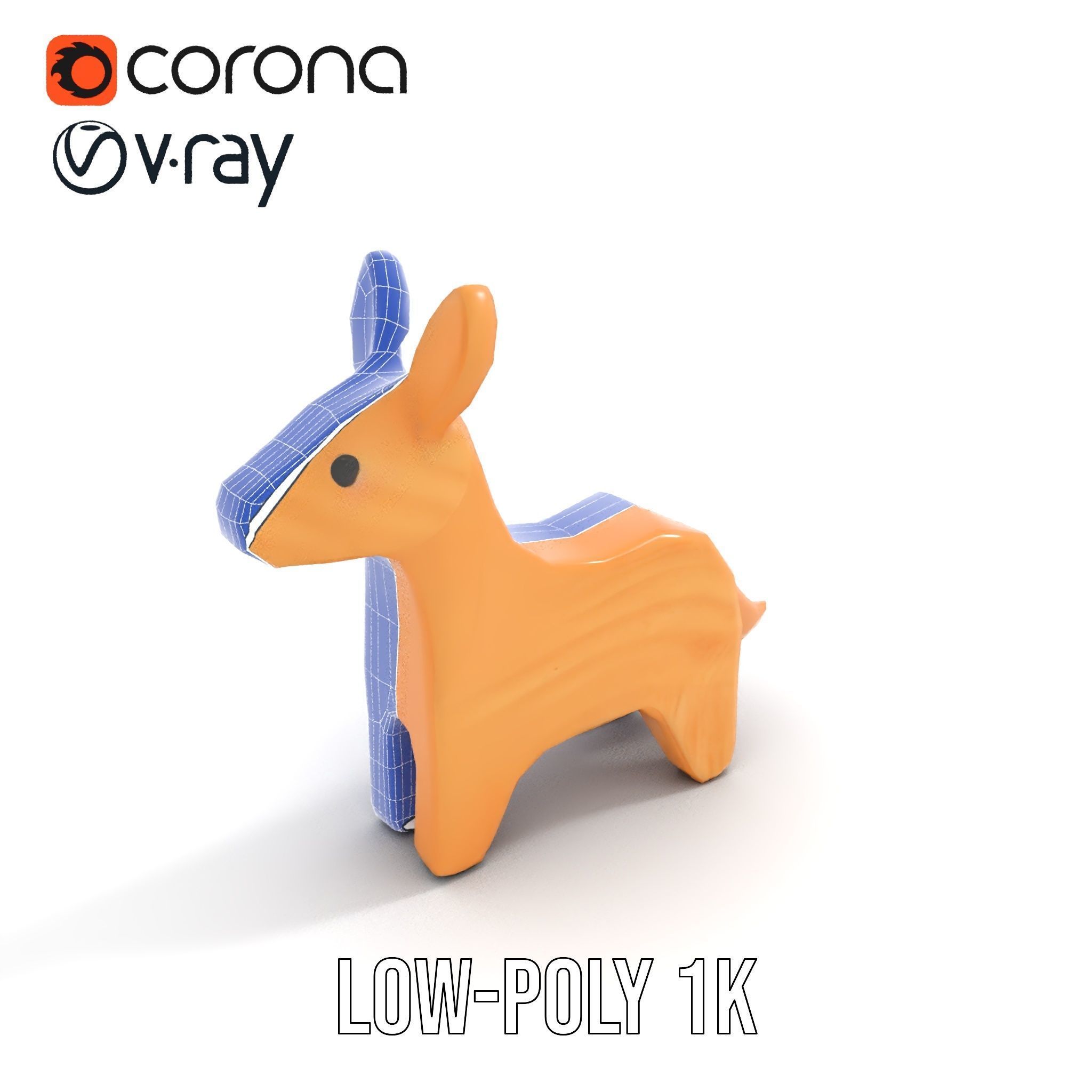 Wooden Animal Figurine Model Pack with Three Levels of Detail Low-poly 3D model_25