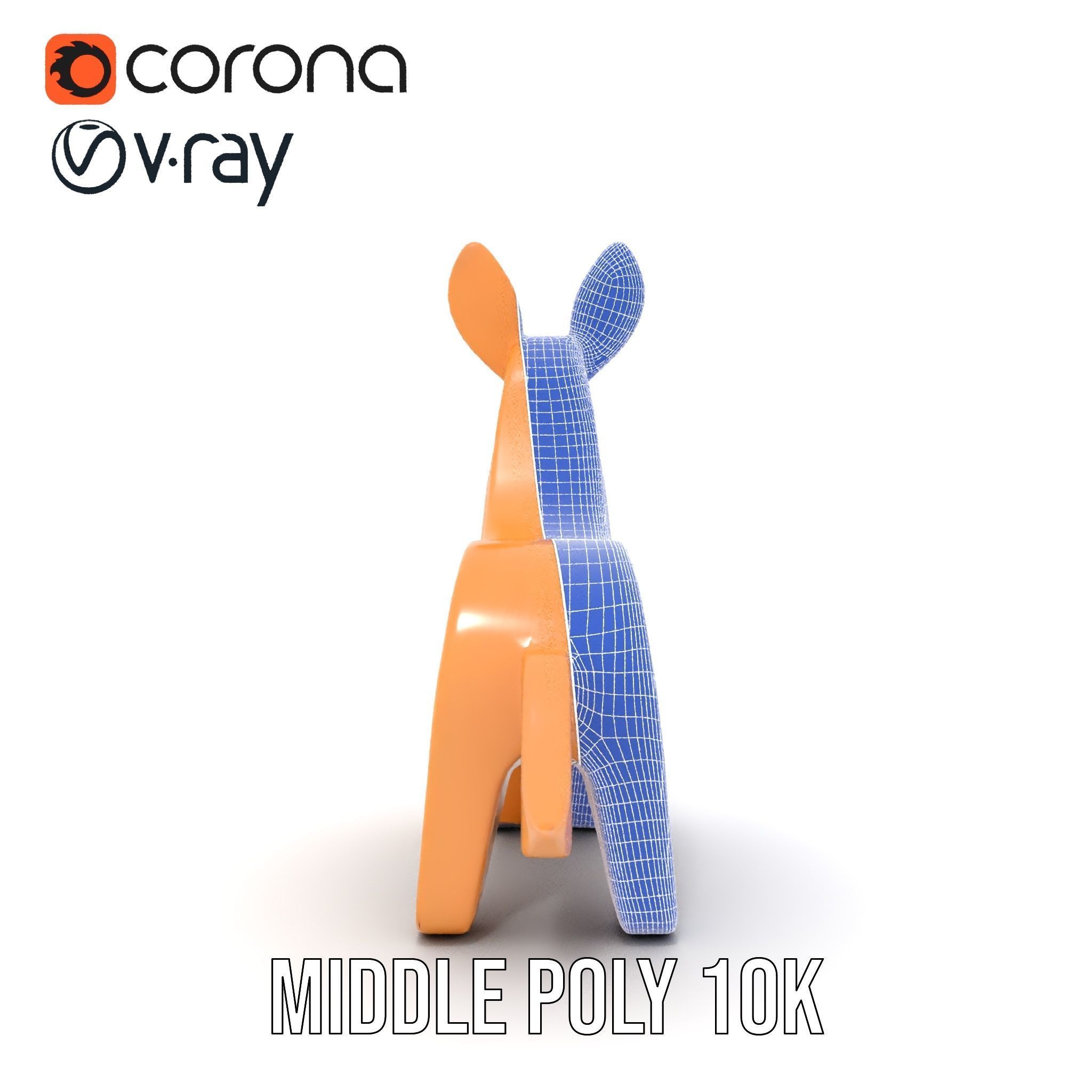 Wooden Animal Figurine Model Pack with Three Levels of Detail Low-poly 3D model_27