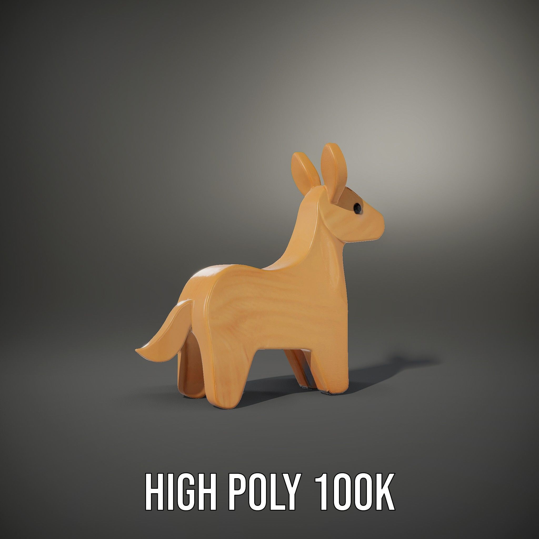 Wooden Animal Figurine Model Pack with Three Levels of Detail Low-poly 3D model_8