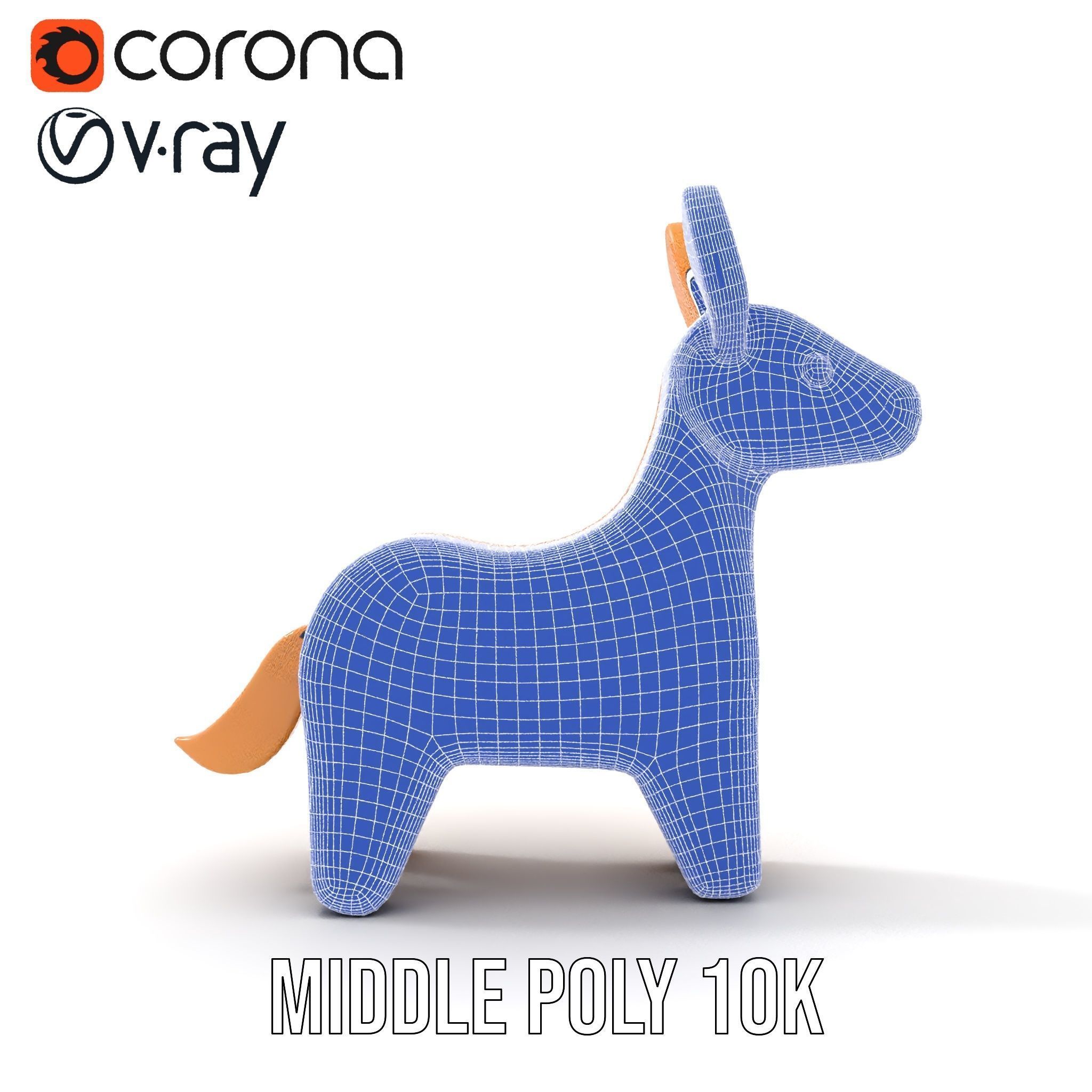 Wooden Animal Figurine Model Pack with Three Levels of Detail Low-poly 3D model_24