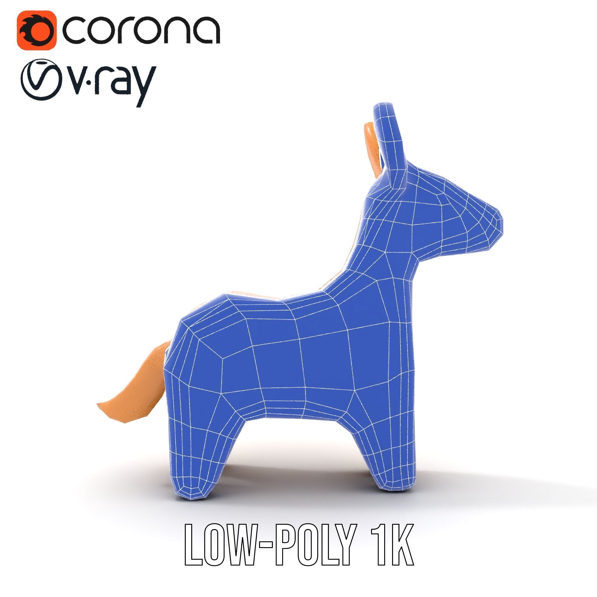 Wooden Animal Figurine Model Pack with Three Levels of Detail Low-poly 3D model_23