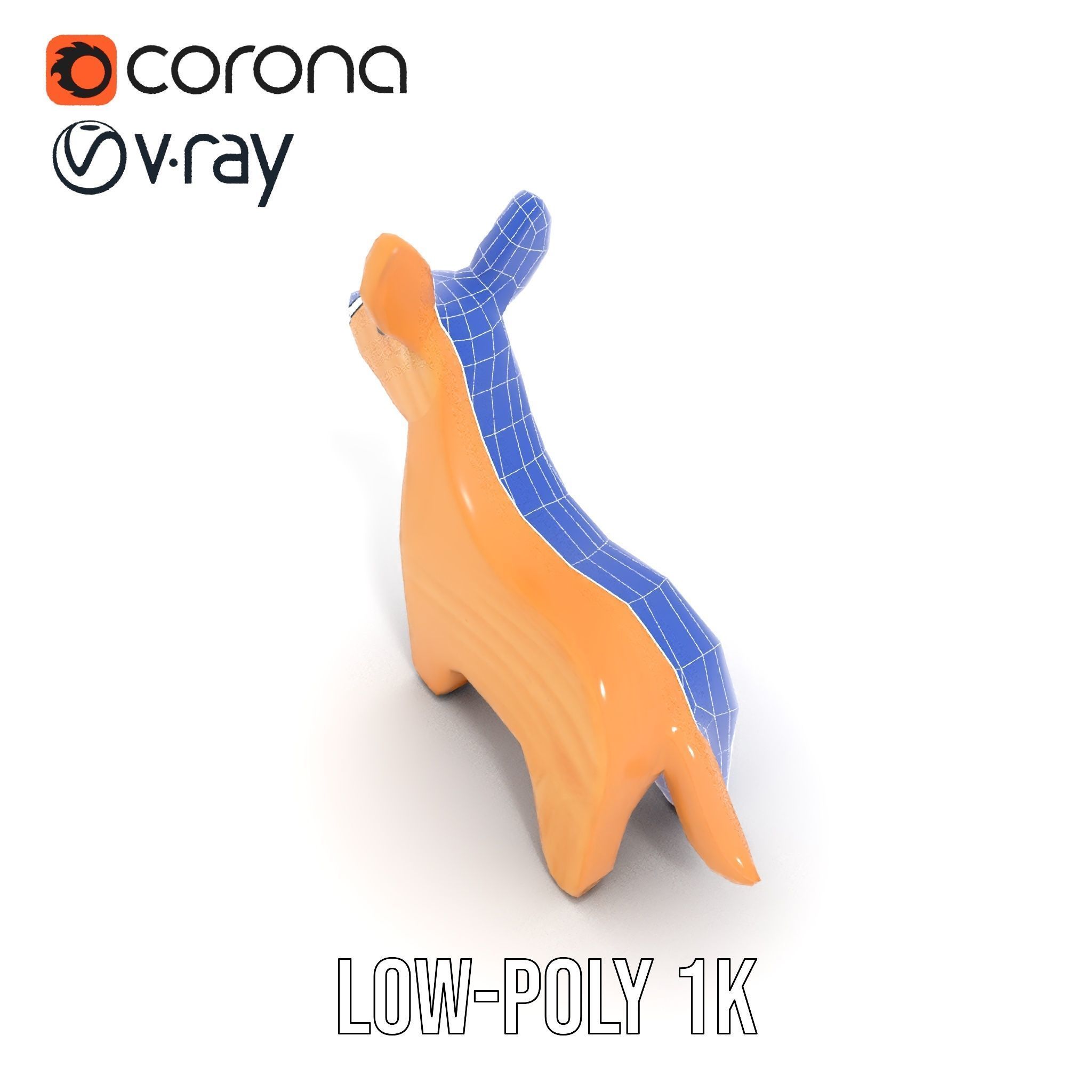 Wooden Animal Figurine Model Pack with Three Levels of Detail Low-poly 3D model_31