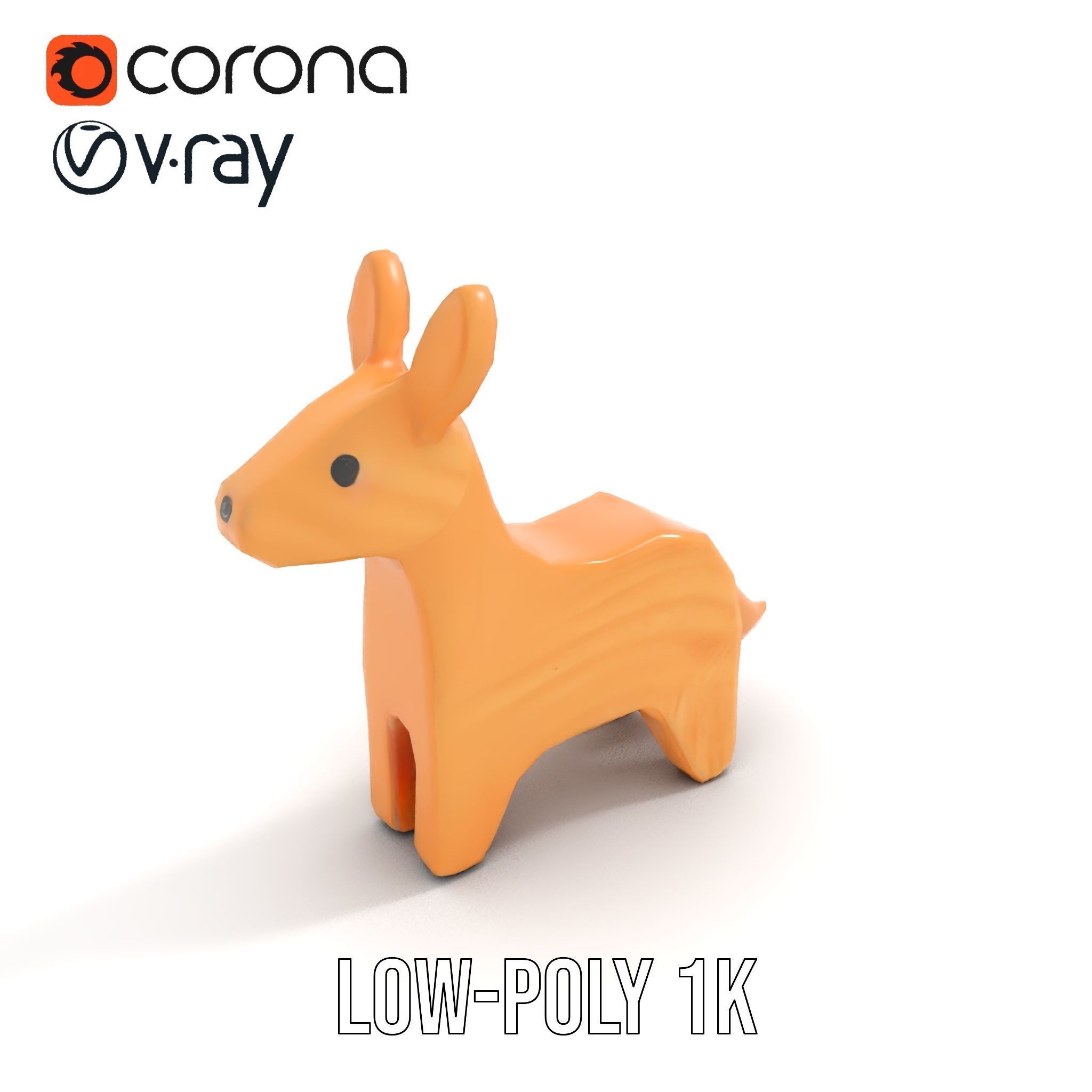 Wooden Animal Figurine Model Pack with Three Levels of Detail Low-poly 3D model_17