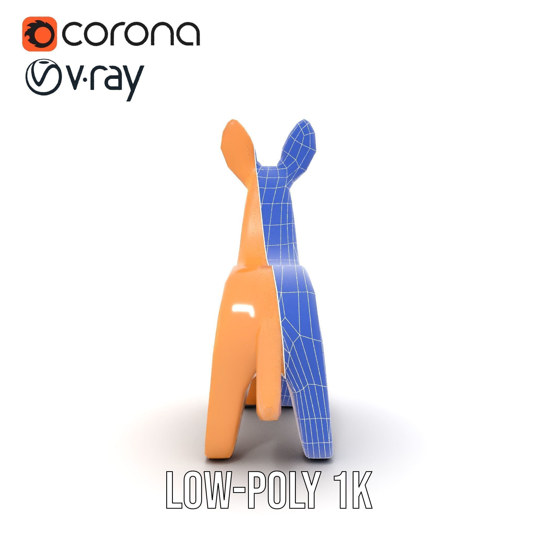 Wooden Animal Figurine Model Pack with Three Levels of Detail Low-poly 3D model_28