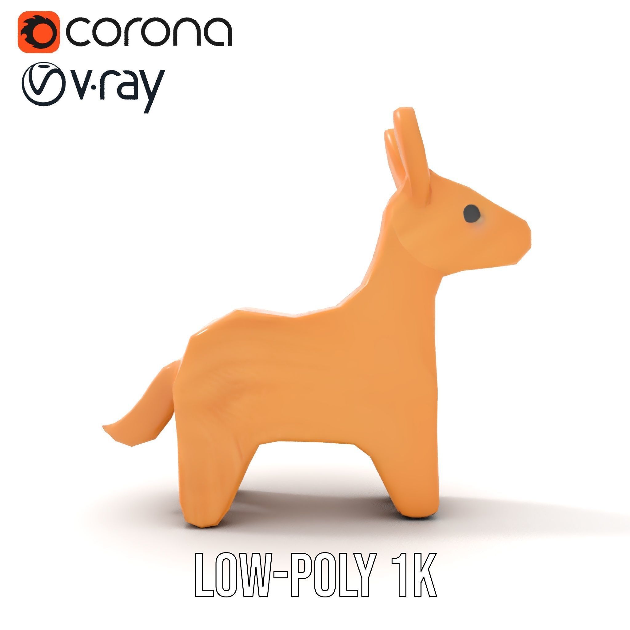 Wooden Animal Figurine Model Pack with Three Levels of Detail Low-poly 3D model_20