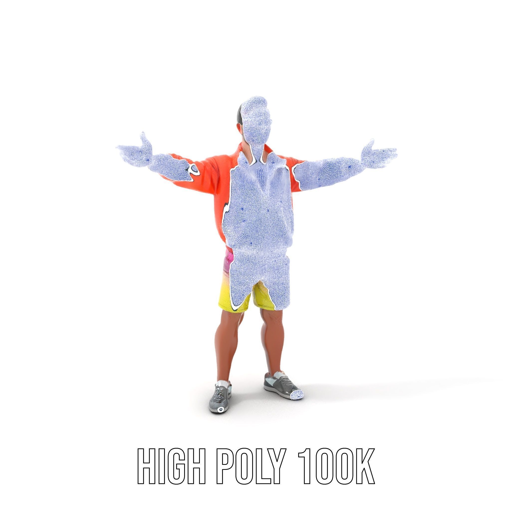Stylish Beachgoer Rigged and Animated D Model Low-poly 3D model_4
