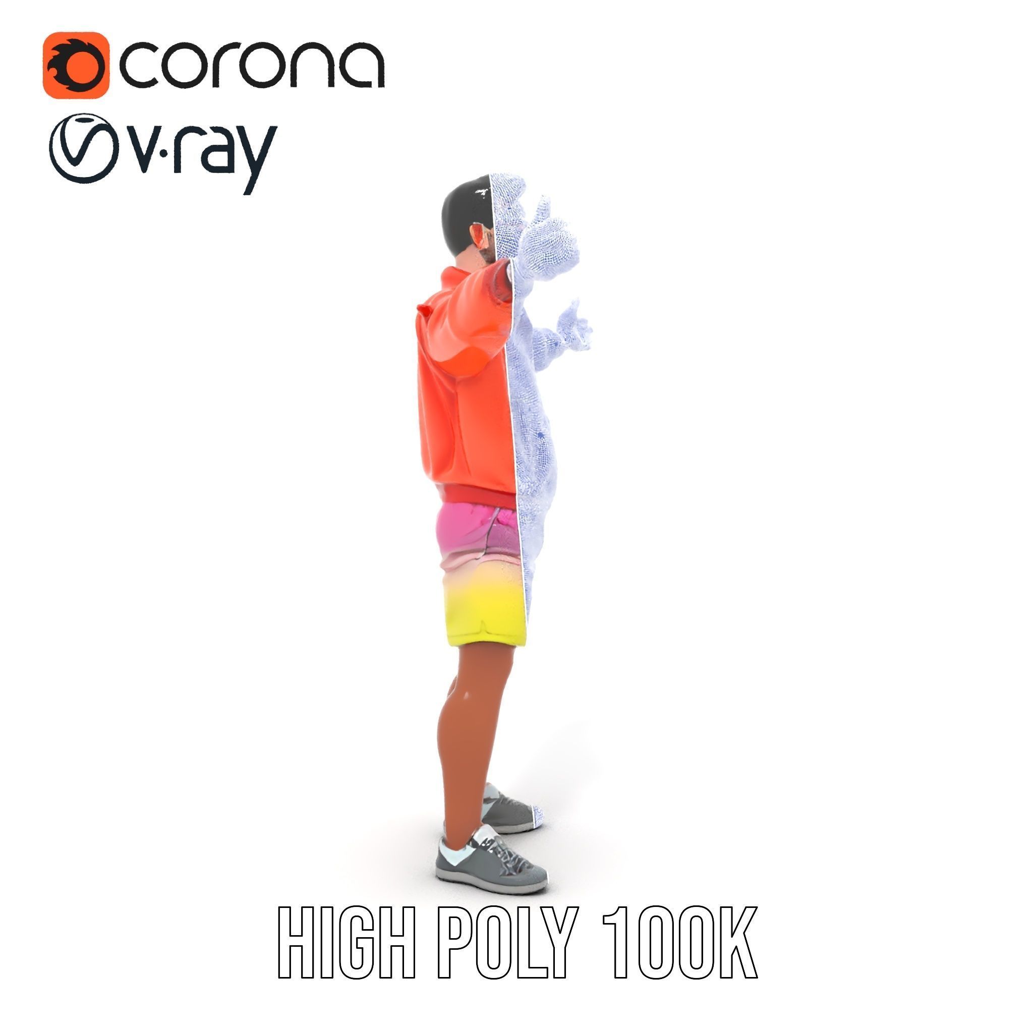 Stylish Beachgoer Rigged and Animated D Model Low-poly 3D model_32