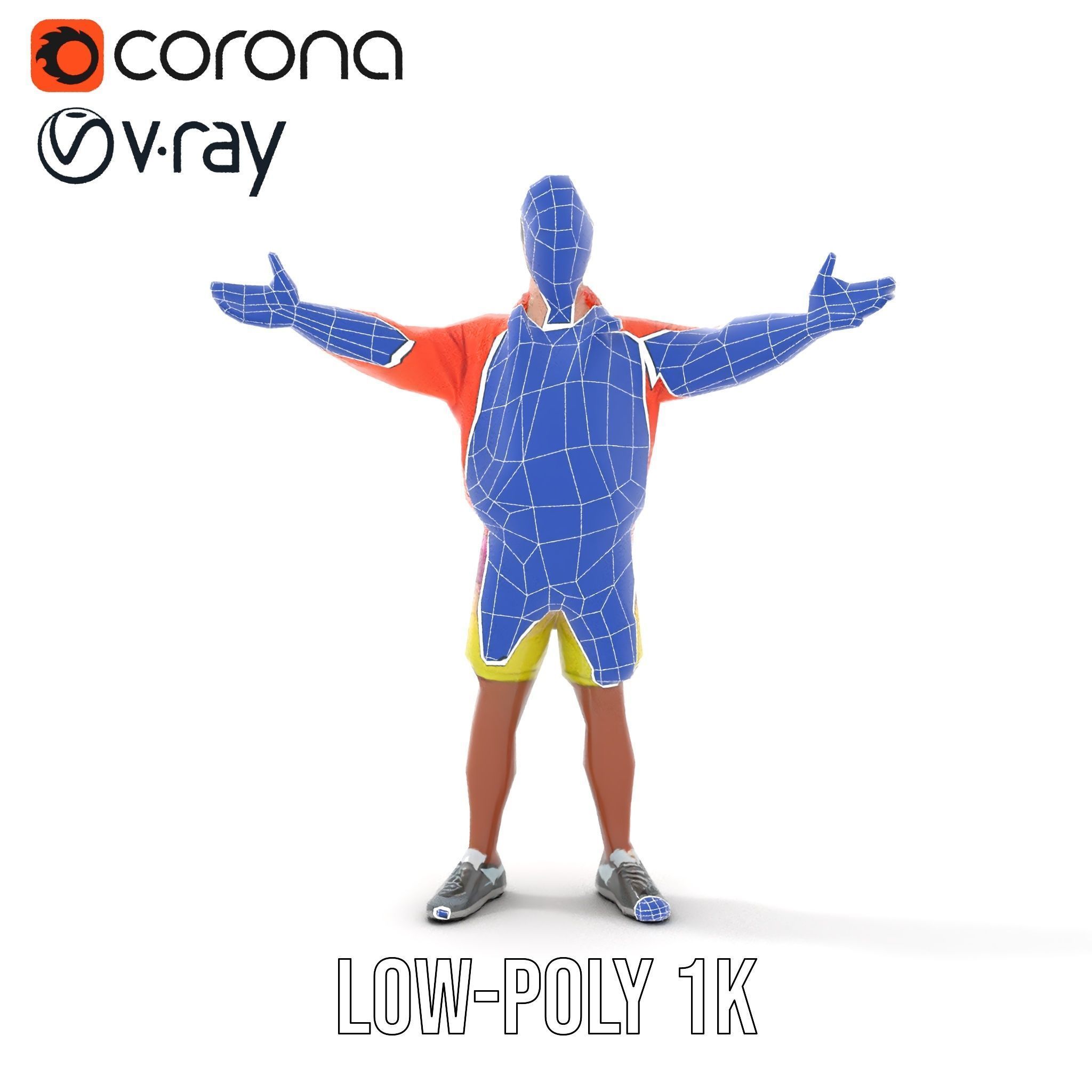 Stylish Beachgoer Rigged and Animated D Model Low-poly 3D model_23