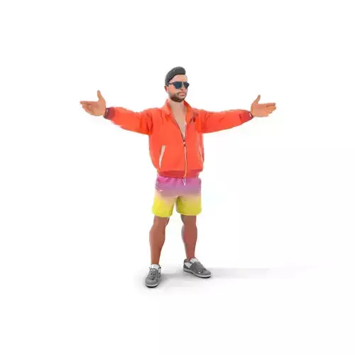 Stylish Beachgoer Rigged and Animated D Model Low-poly 3D model