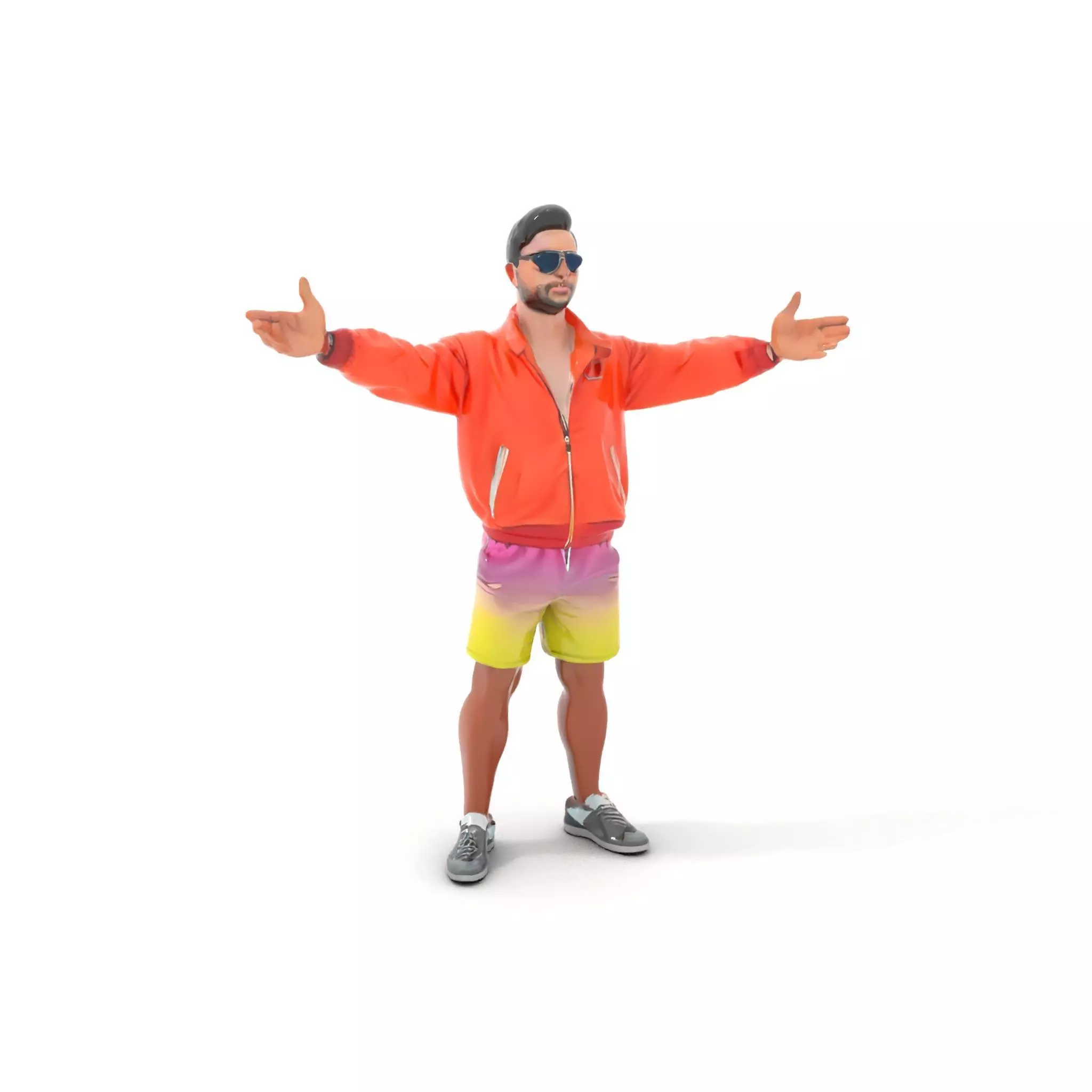 Stylish Beachgoer Rigged and Animated D Model Low-poly 3D model_0