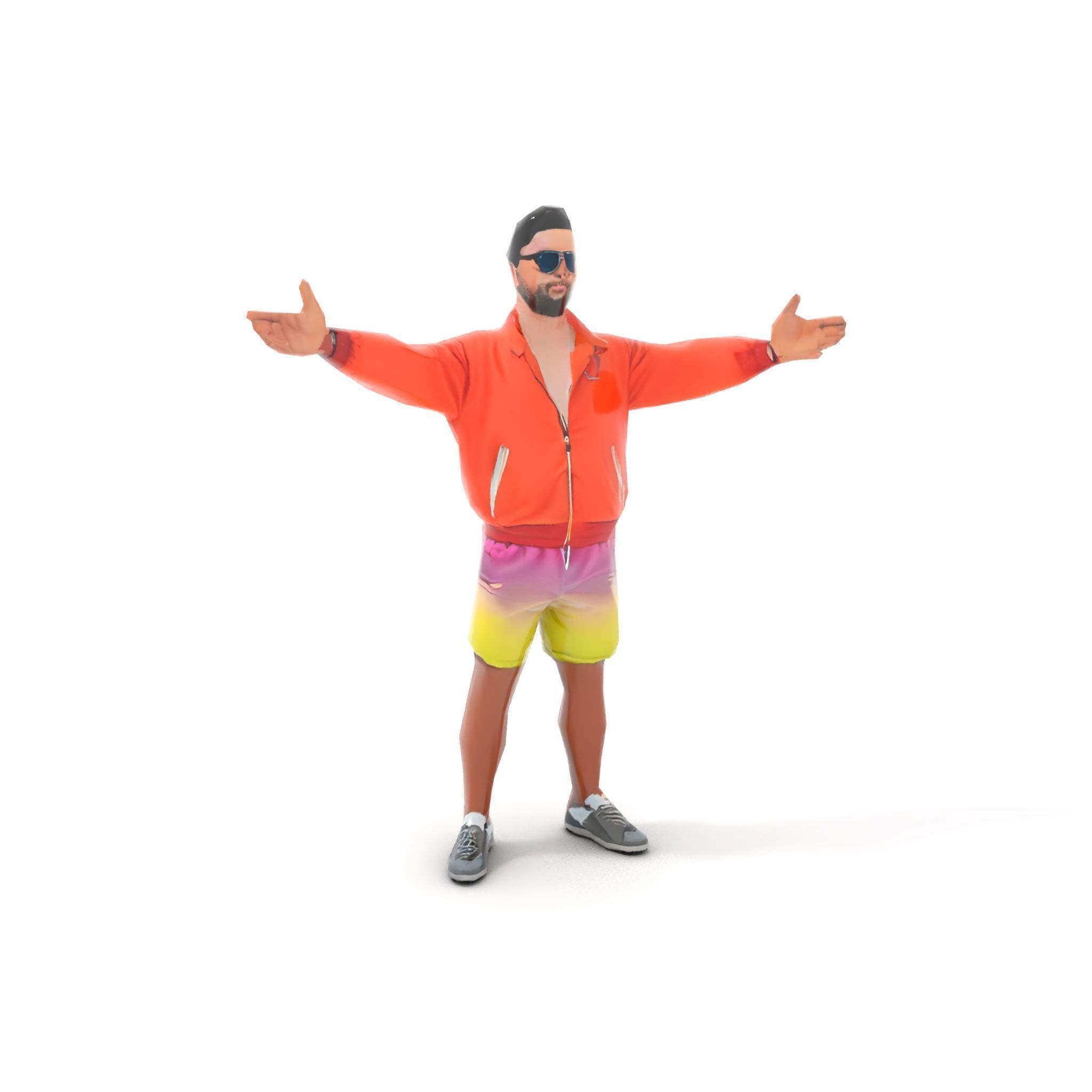Stylish Beachgoer Rigged and Animated D Model Low-poly 3D model_7