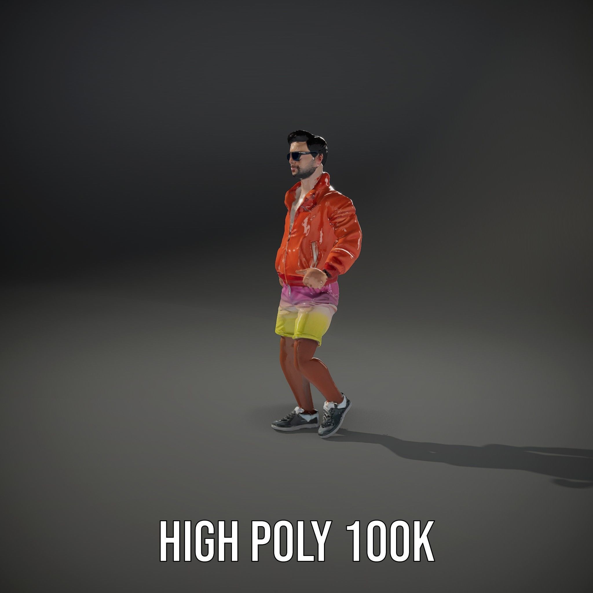 Stylish Beachgoer Rigged and Animated D Model Low-poly 3D model_10