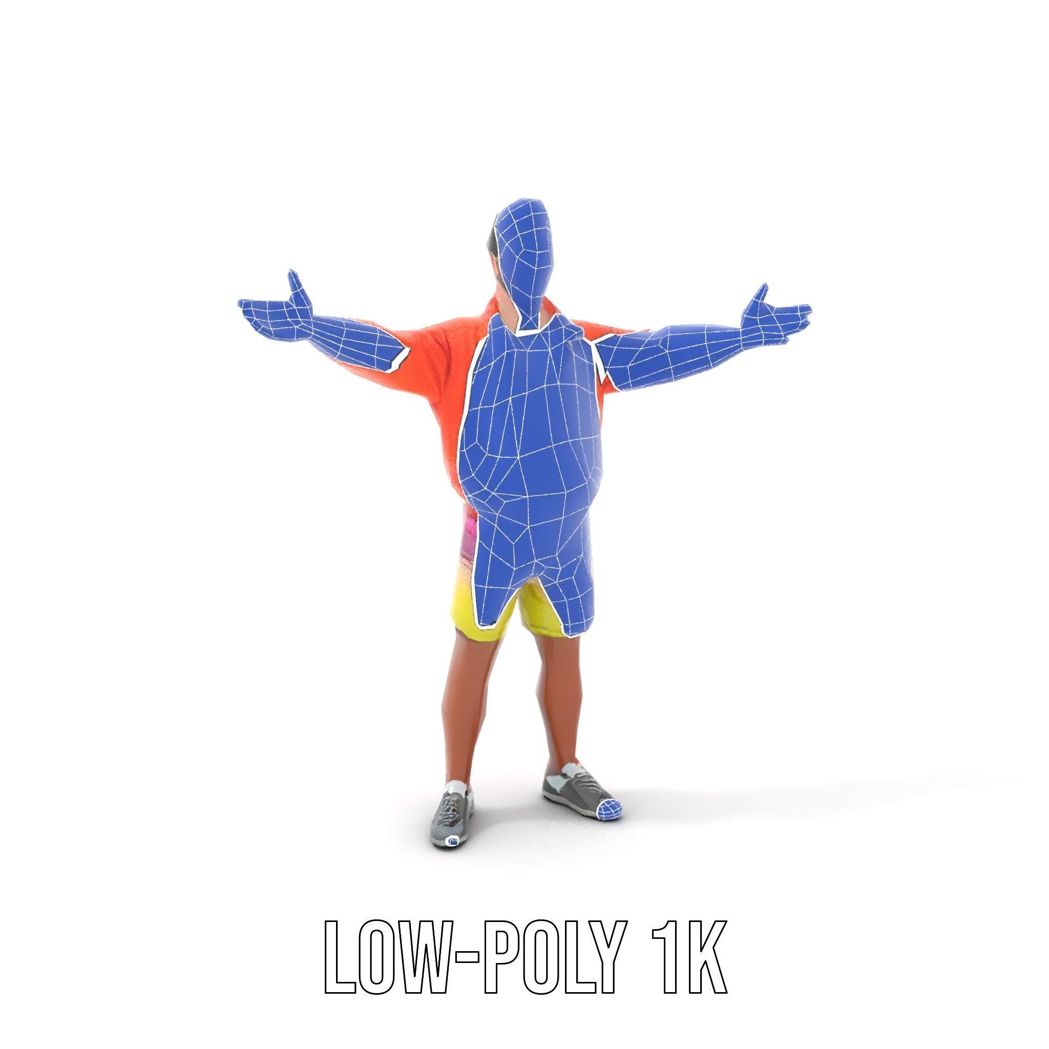 Stylish Beachgoer Rigged and Animated D Model Low-poly 3D model_12