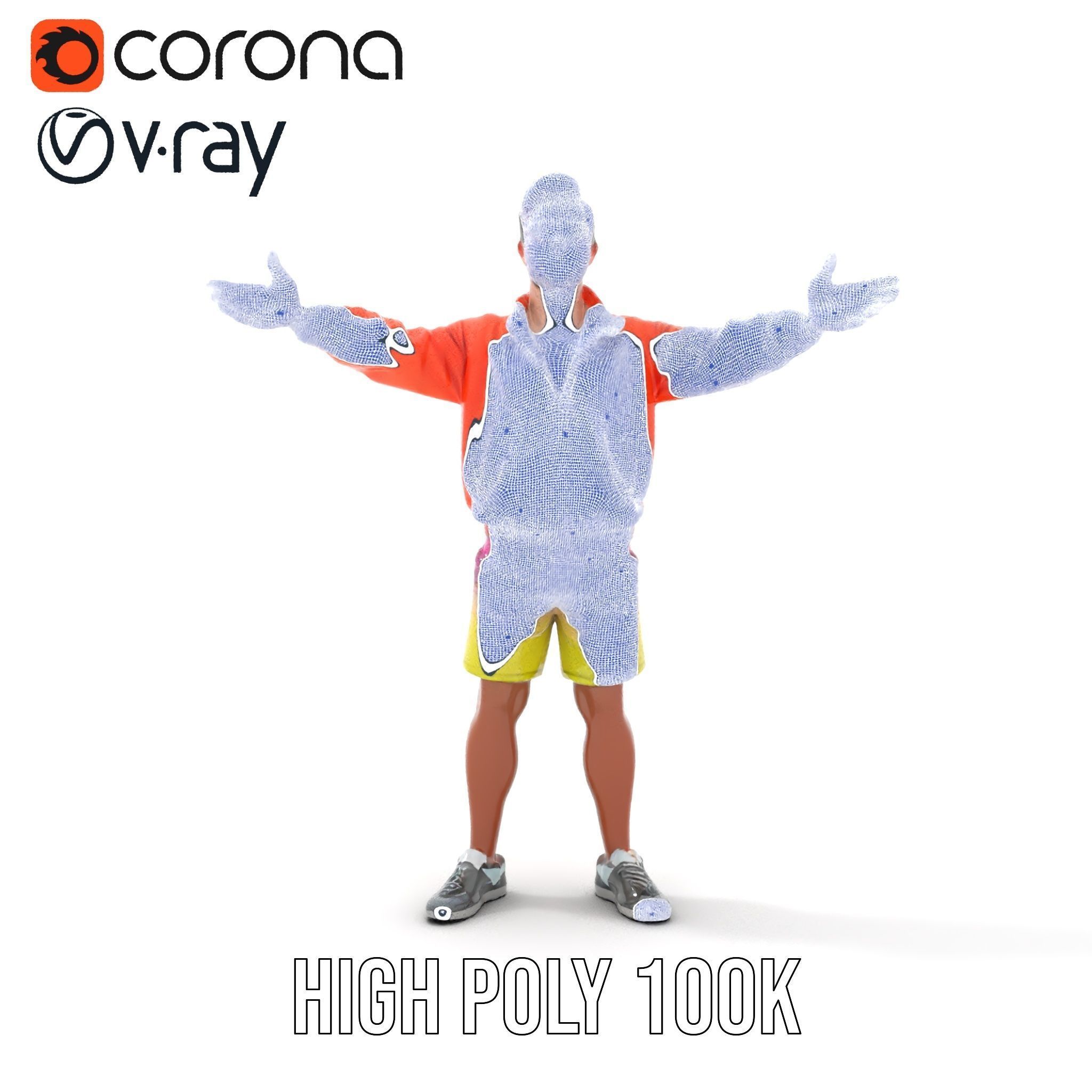 Stylish Beachgoer Rigged and Animated D Model Low-poly 3D model_29