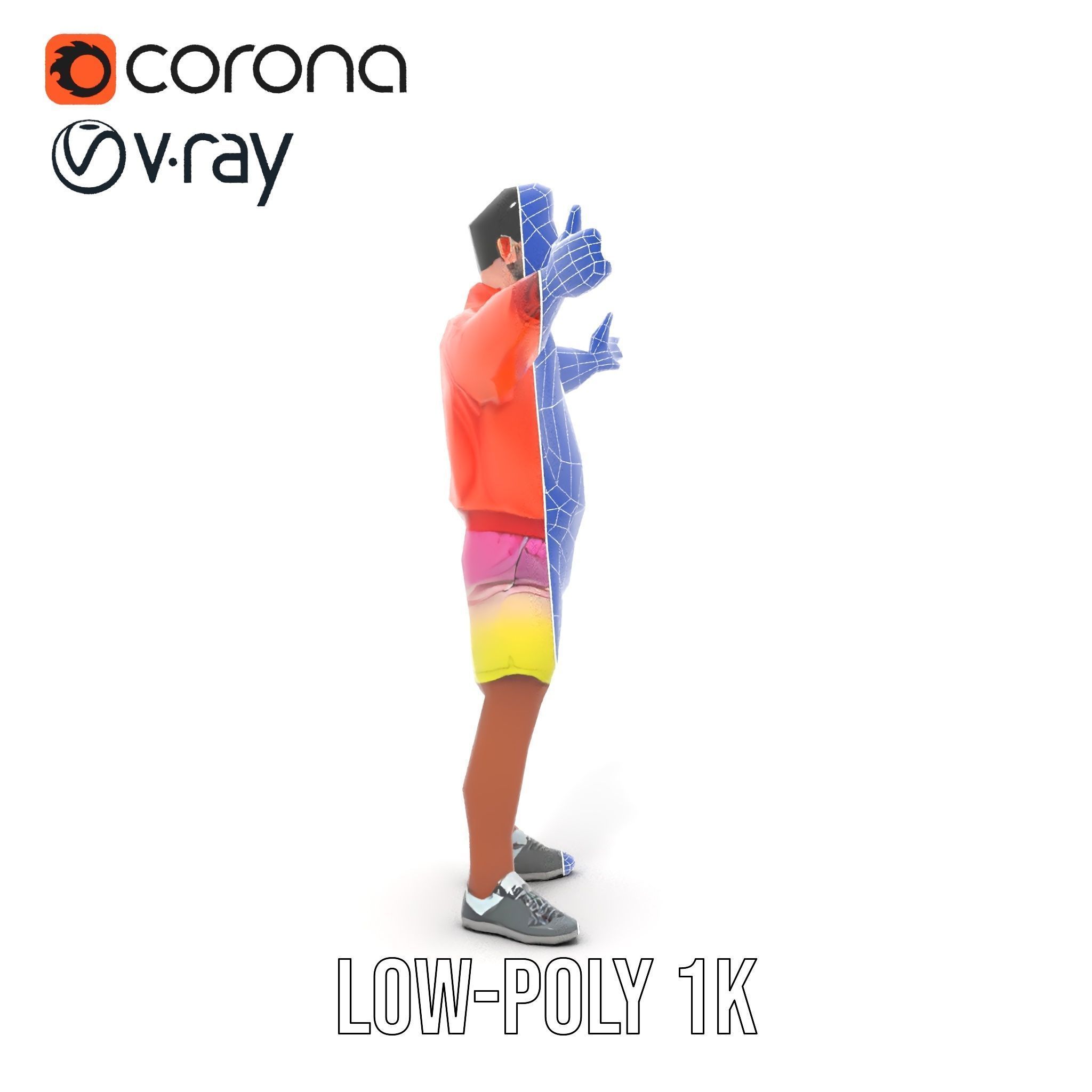 Stylish Beachgoer Rigged and Animated D Model Low-poly 3D model_25