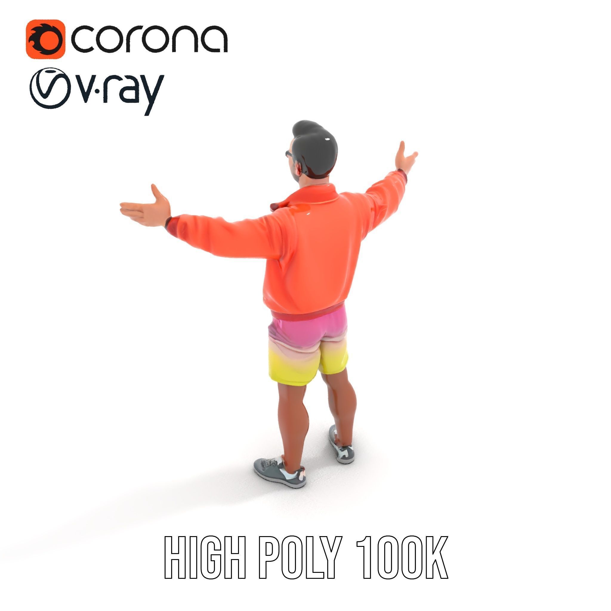 Stylish Beachgoer Rigged and Animated D Model Low-poly 3D model_18