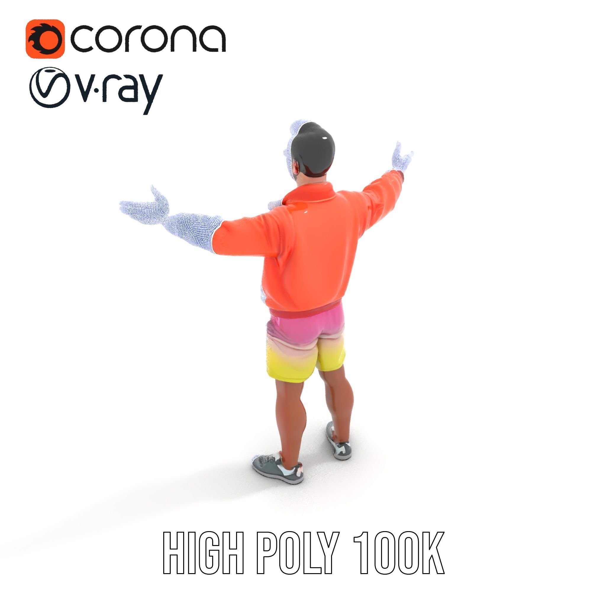 Stylish Beachgoer Rigged and Animated D Model Low-poly 3D model_36