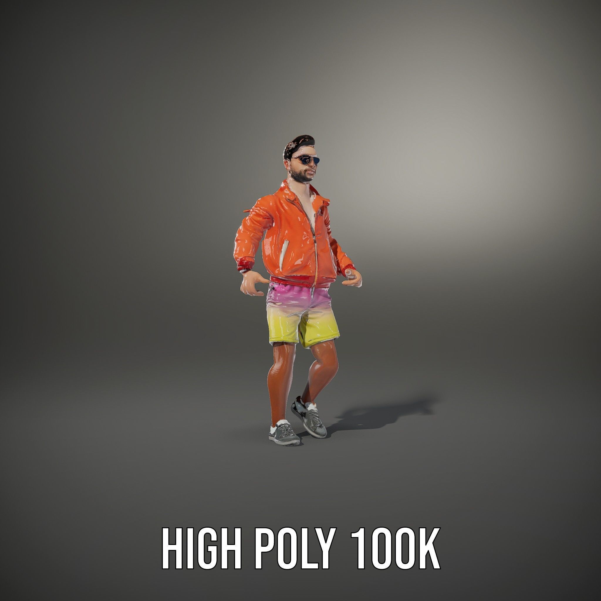 Stylish Beachgoer Rigged and Animated D Model Low-poly 3D model_8