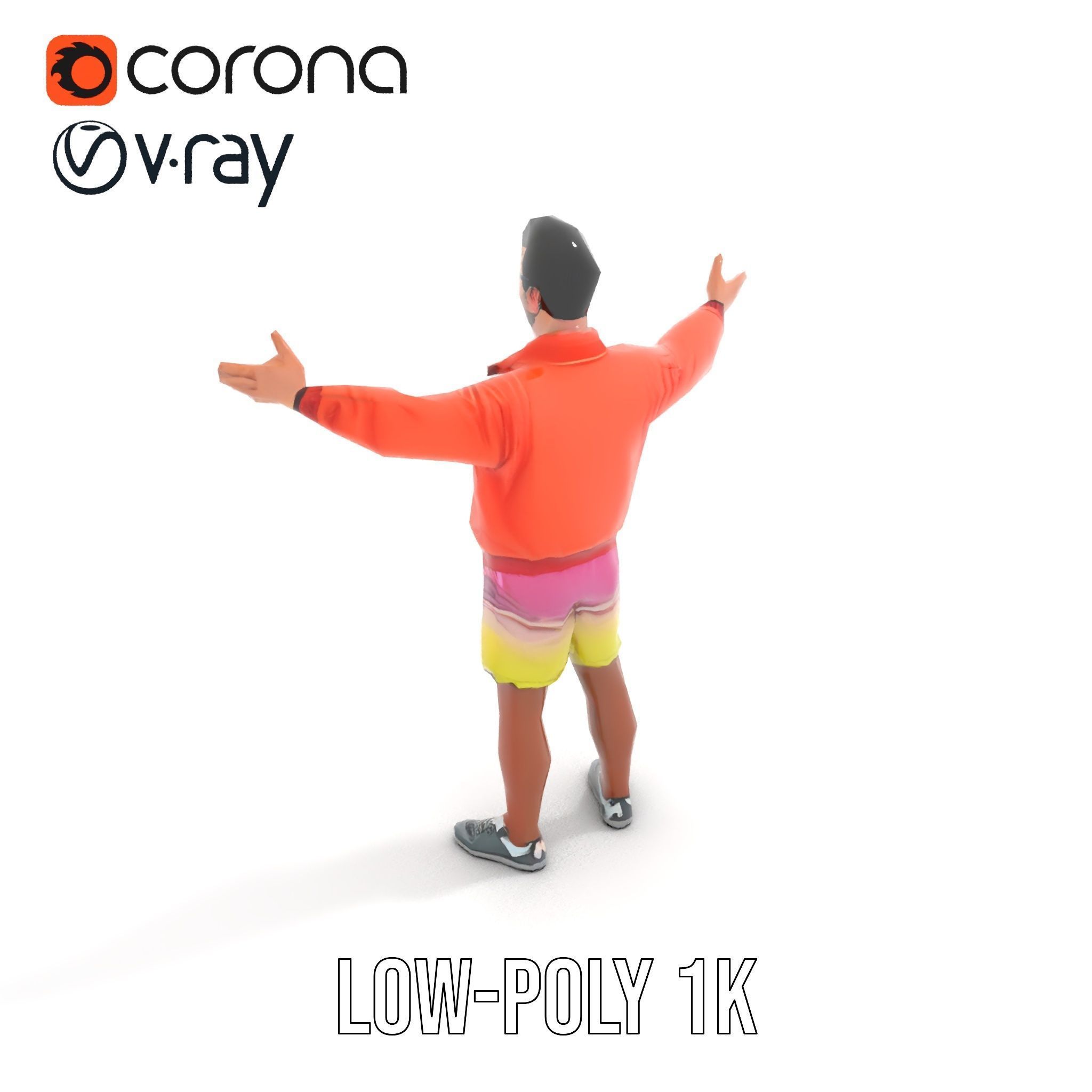 Stylish Beachgoer Rigged and Animated D Model Low-poly 3D model_20