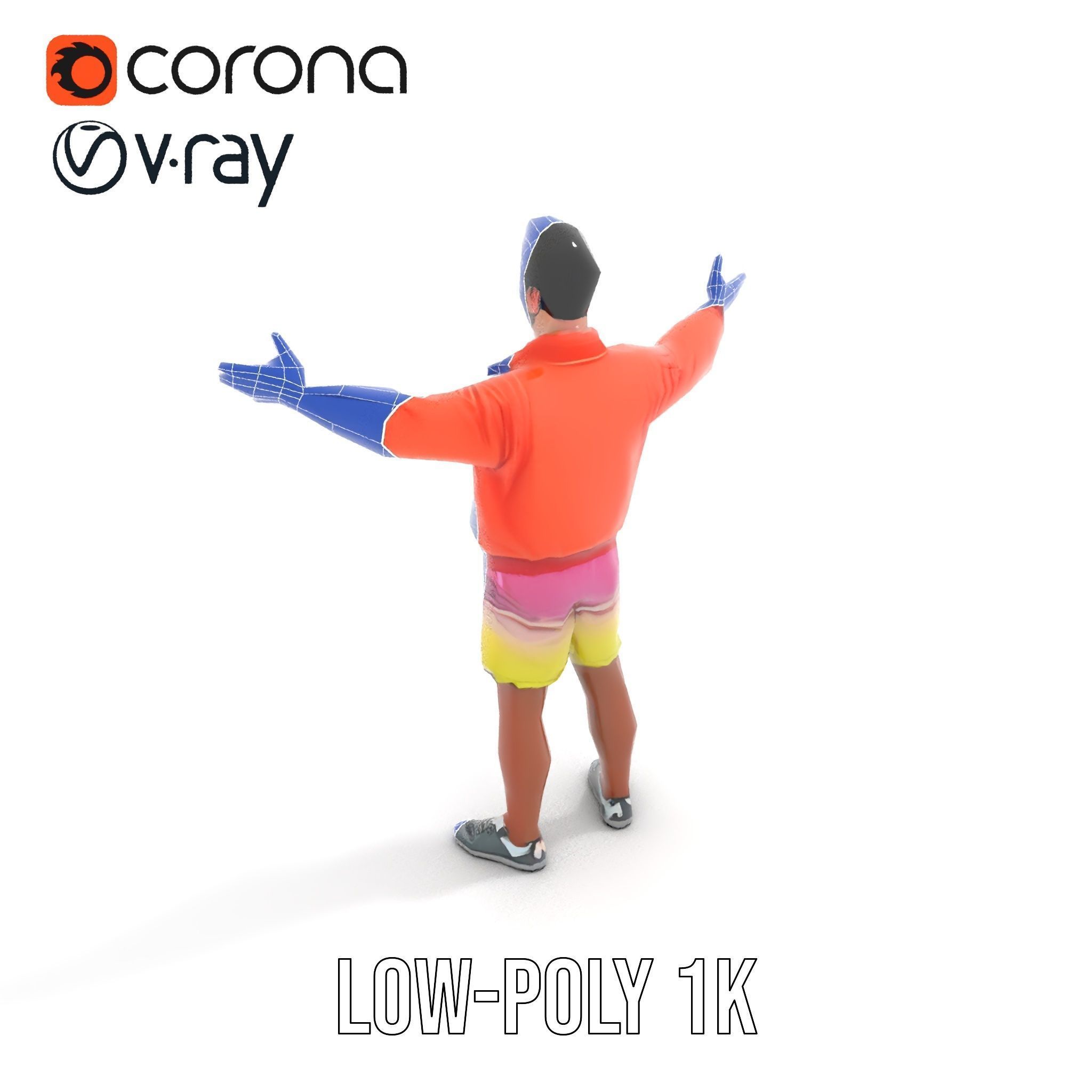 Stylish Beachgoer Rigged and Animated D Model Low-poly 3D model_31