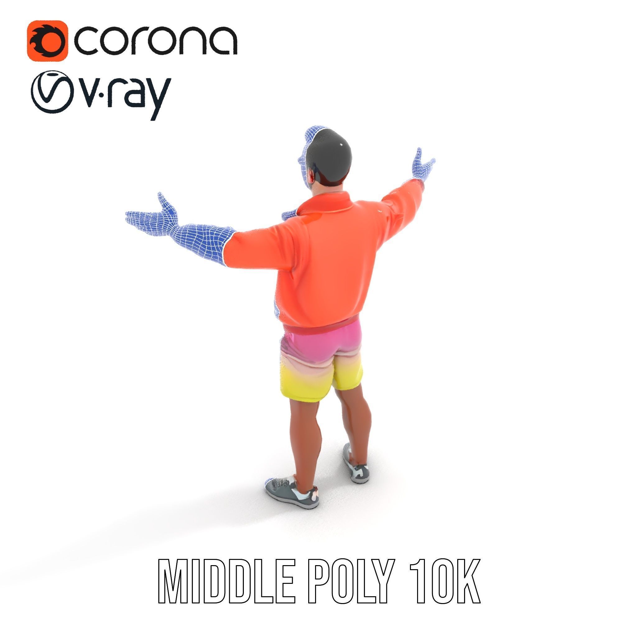 Stylish Beachgoer Rigged and Animated D Model Low-poly 3D model_33