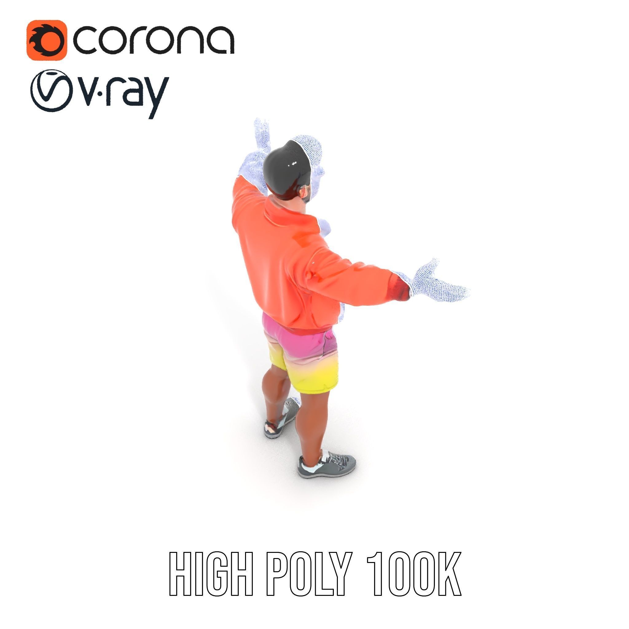 Stylish Beachgoer Rigged and Animated D Model Low-poly 3D model_35