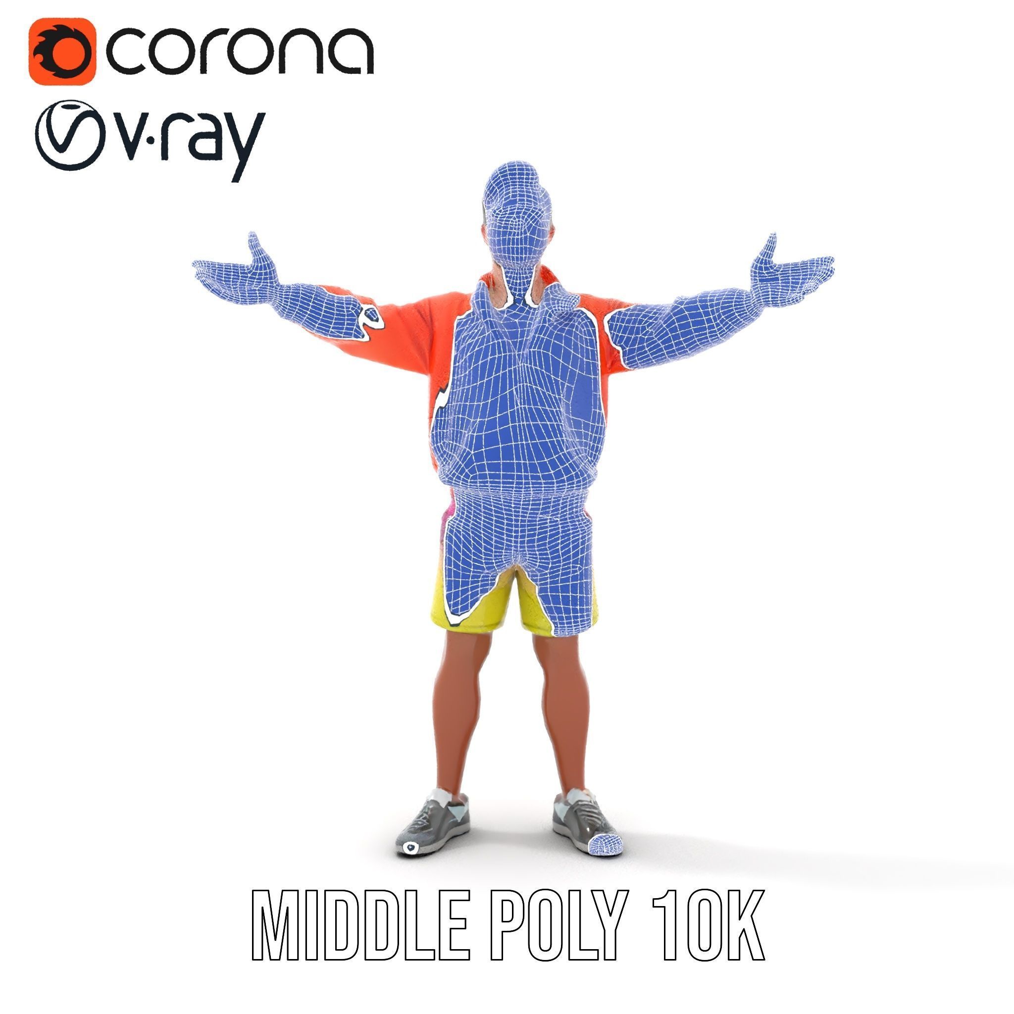 Stylish Beachgoer Rigged and Animated D Model Low-poly 3D model_22