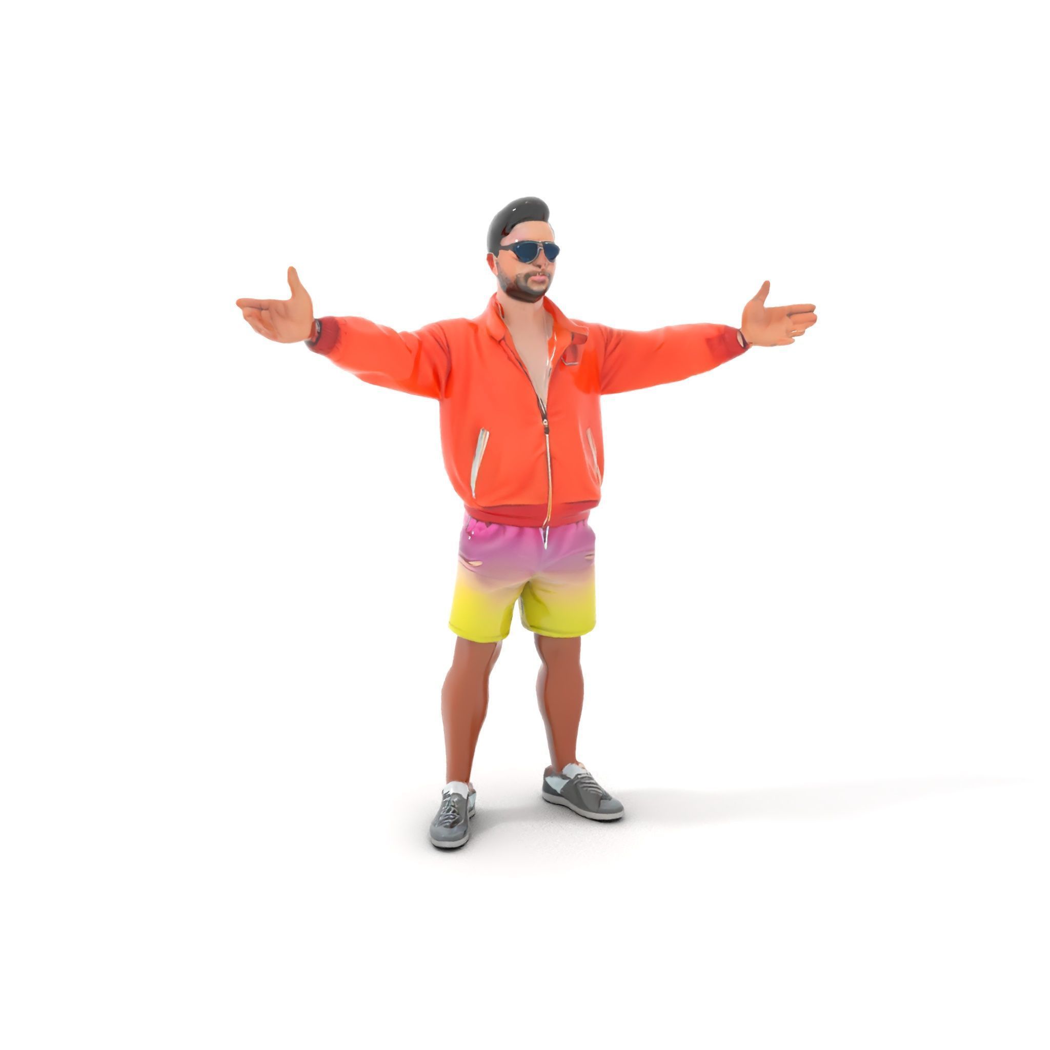 Stylish Beachgoer Rigged and Animated D Model Low-poly 3D model_19