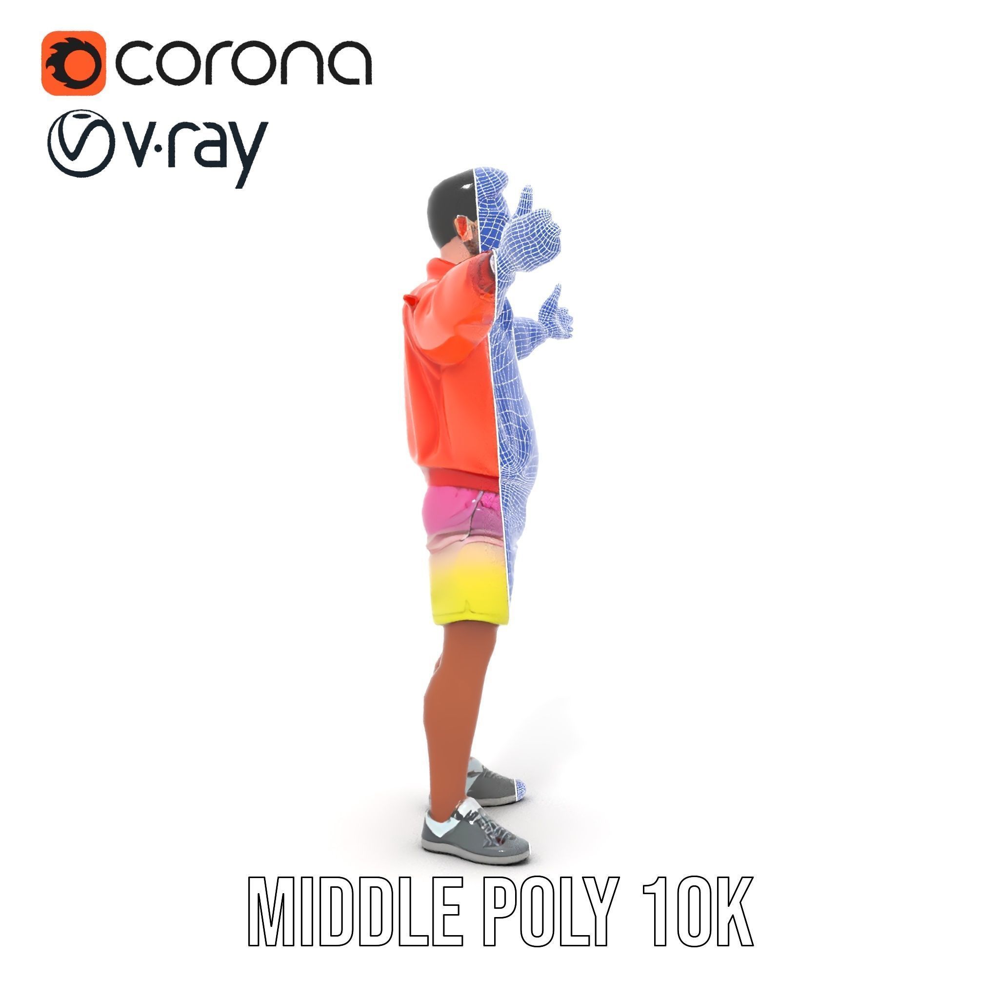 Stylish Beachgoer Rigged and Animated D Model Low-poly 3D model_24