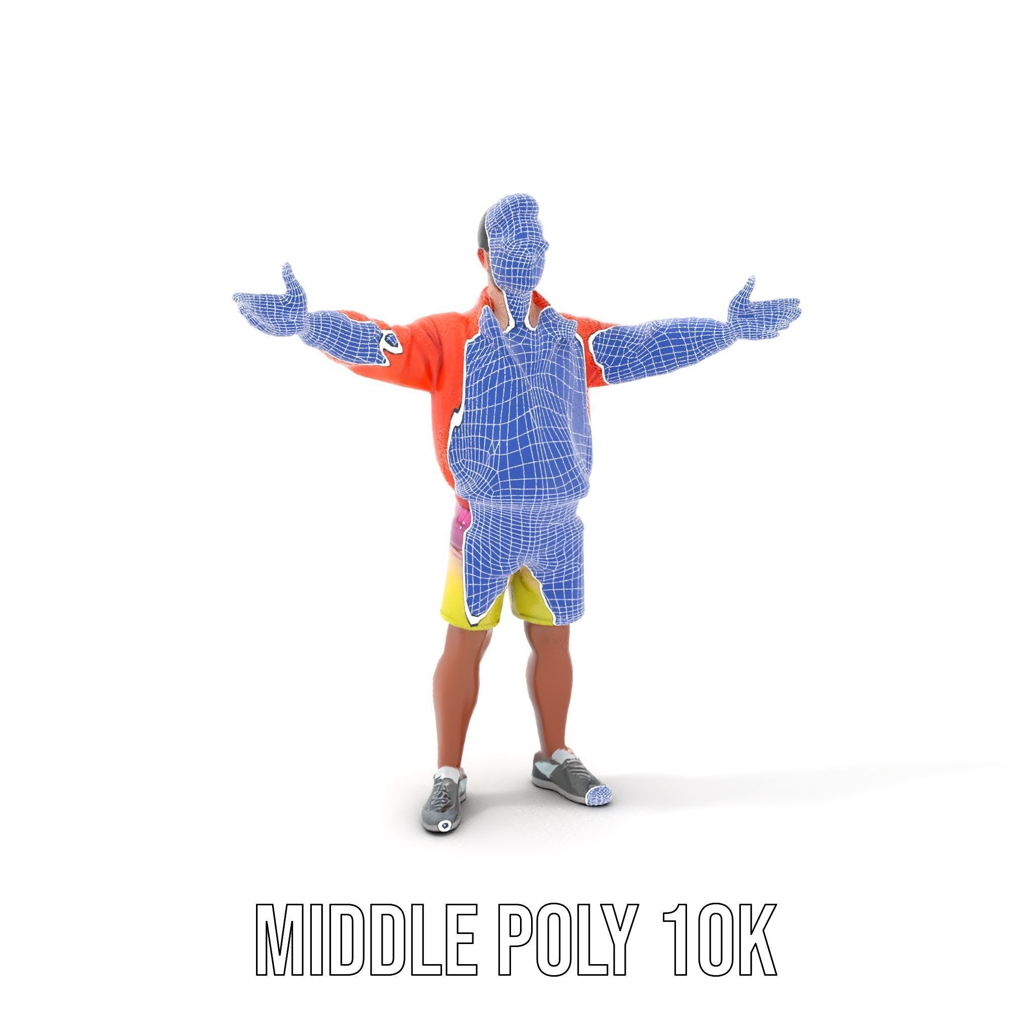 Stylish Beachgoer Rigged and Animated D Model Low-poly 3D model_34