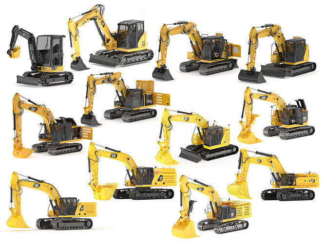 CAT Excavator Collection 12 Models 3D model