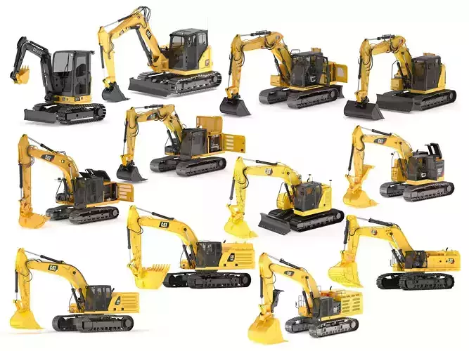 Excavator Collection 12 Models 3D model