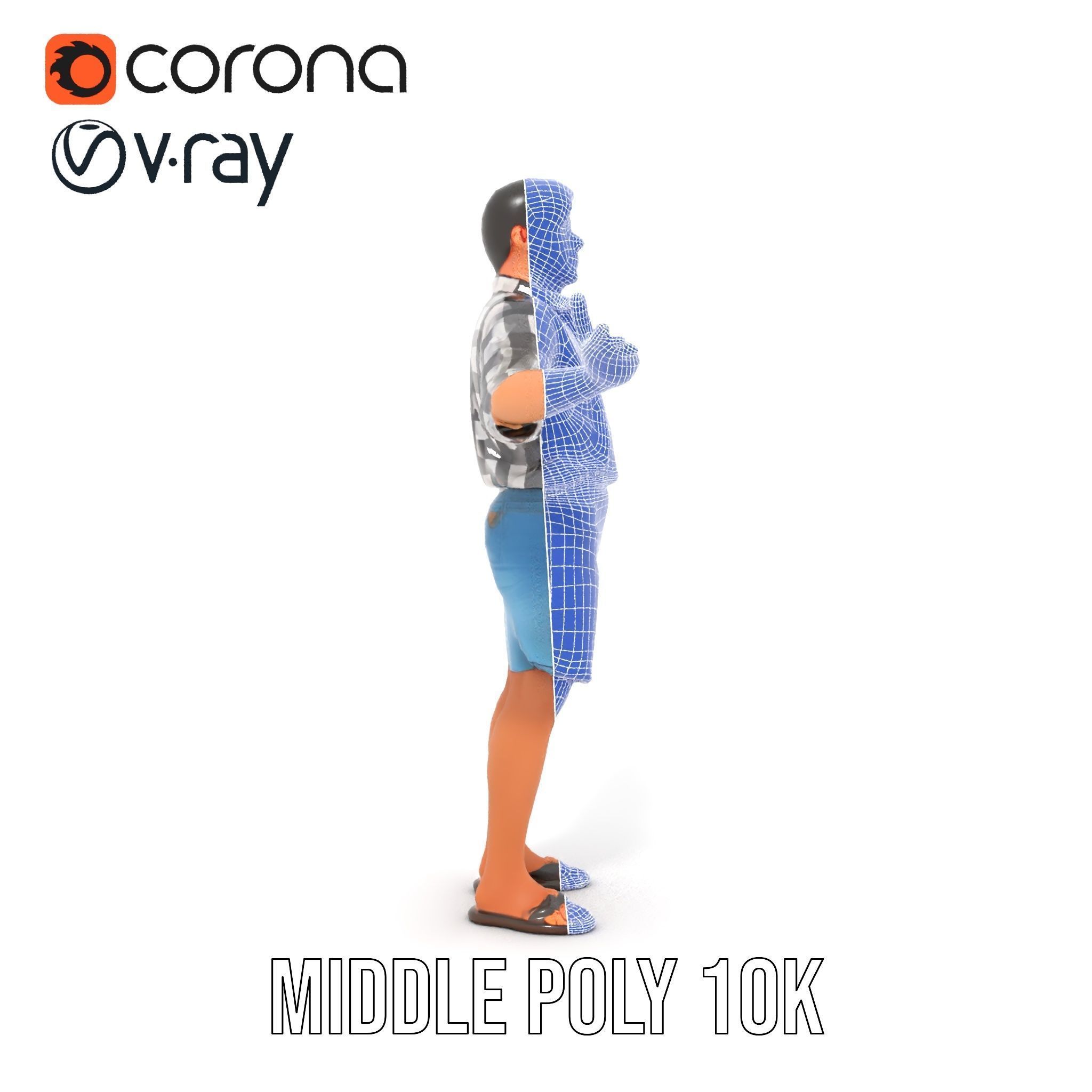 Casual Checkered Shirt Man Rigged and Animated D Model Low-poly 3D model_35