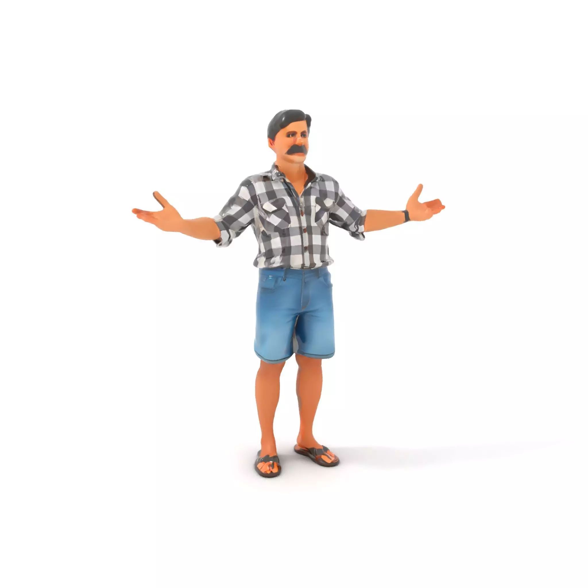 Casual Checkered Shirt Man Rigged and Animated D Model Low-poly 3D model_0