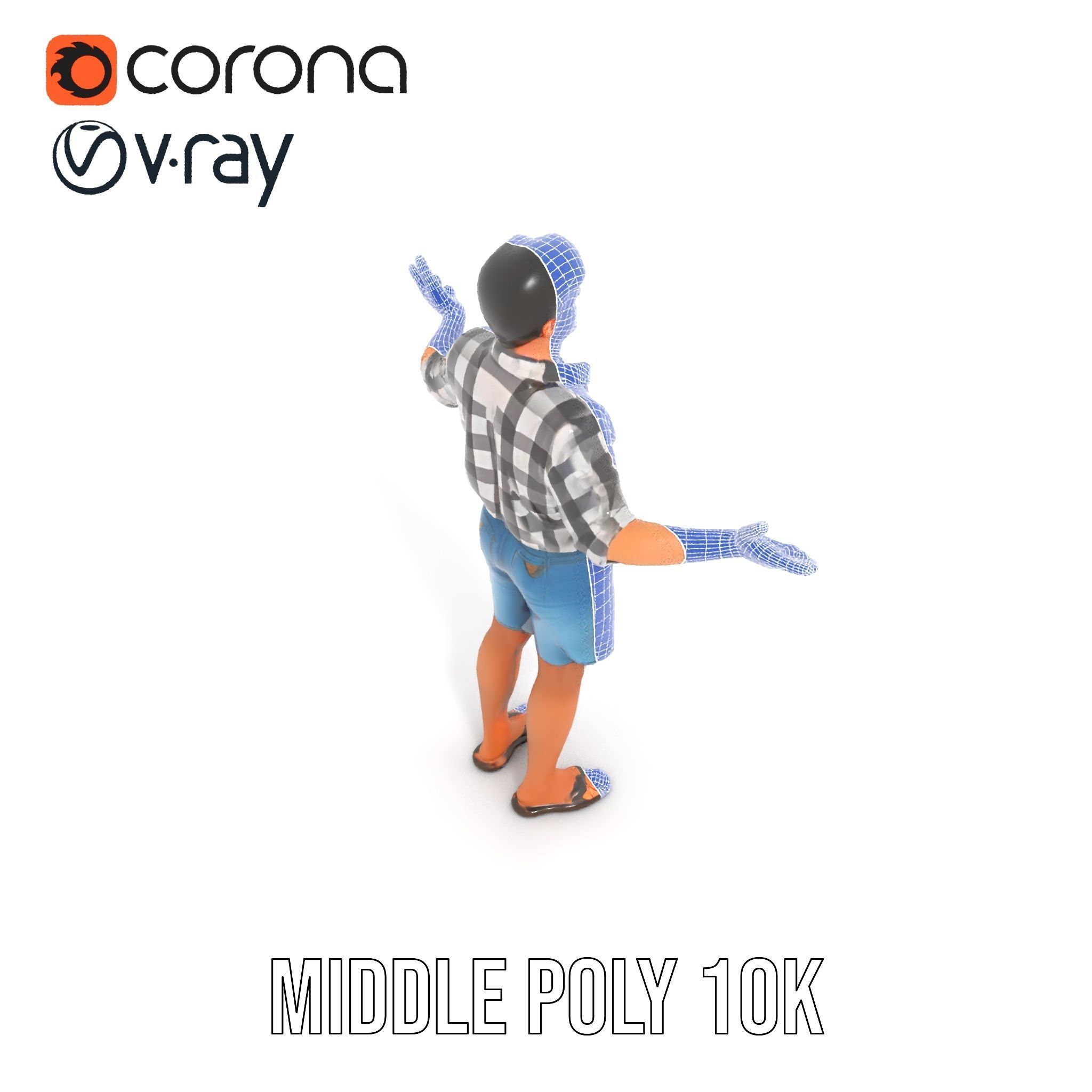 Casual Checkered Shirt Man Rigged and Animated D Model Low-poly 3D model_30