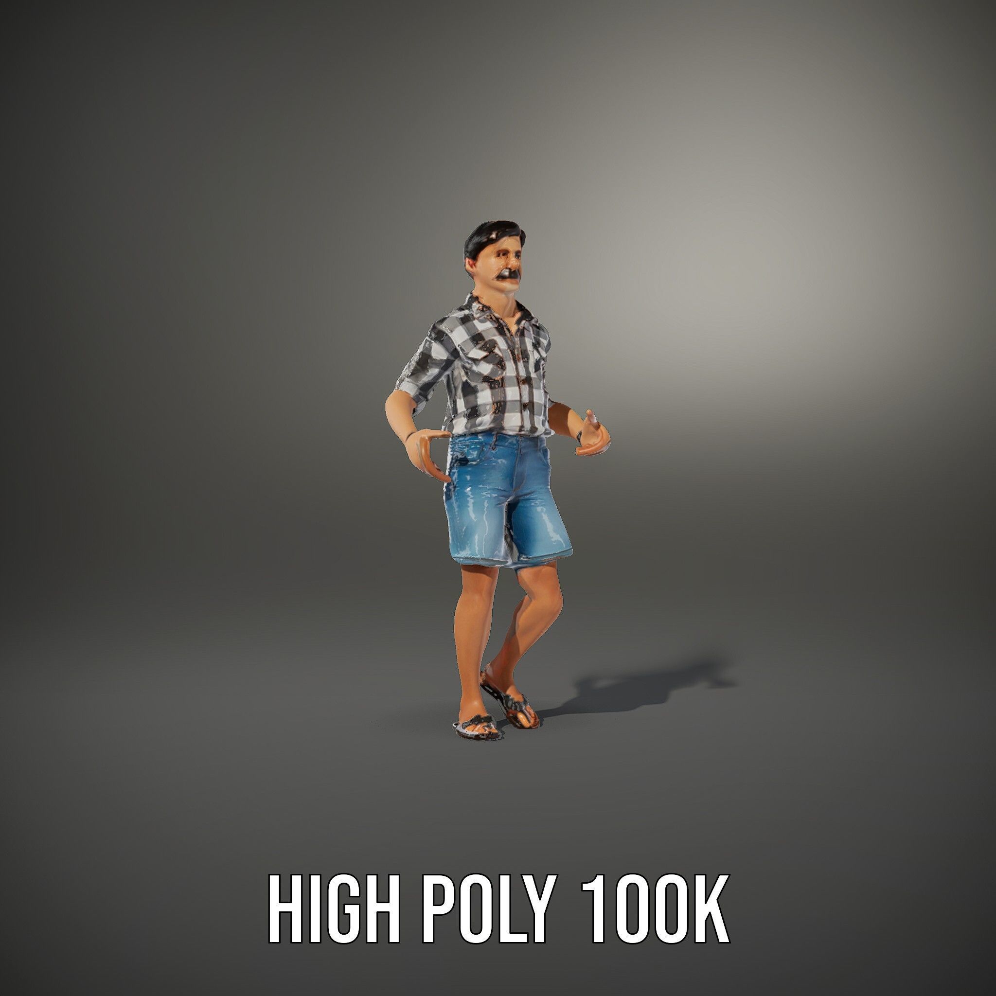 Casual Checkered Shirt Man Rigged and Animated D Model Low-poly 3D model_12