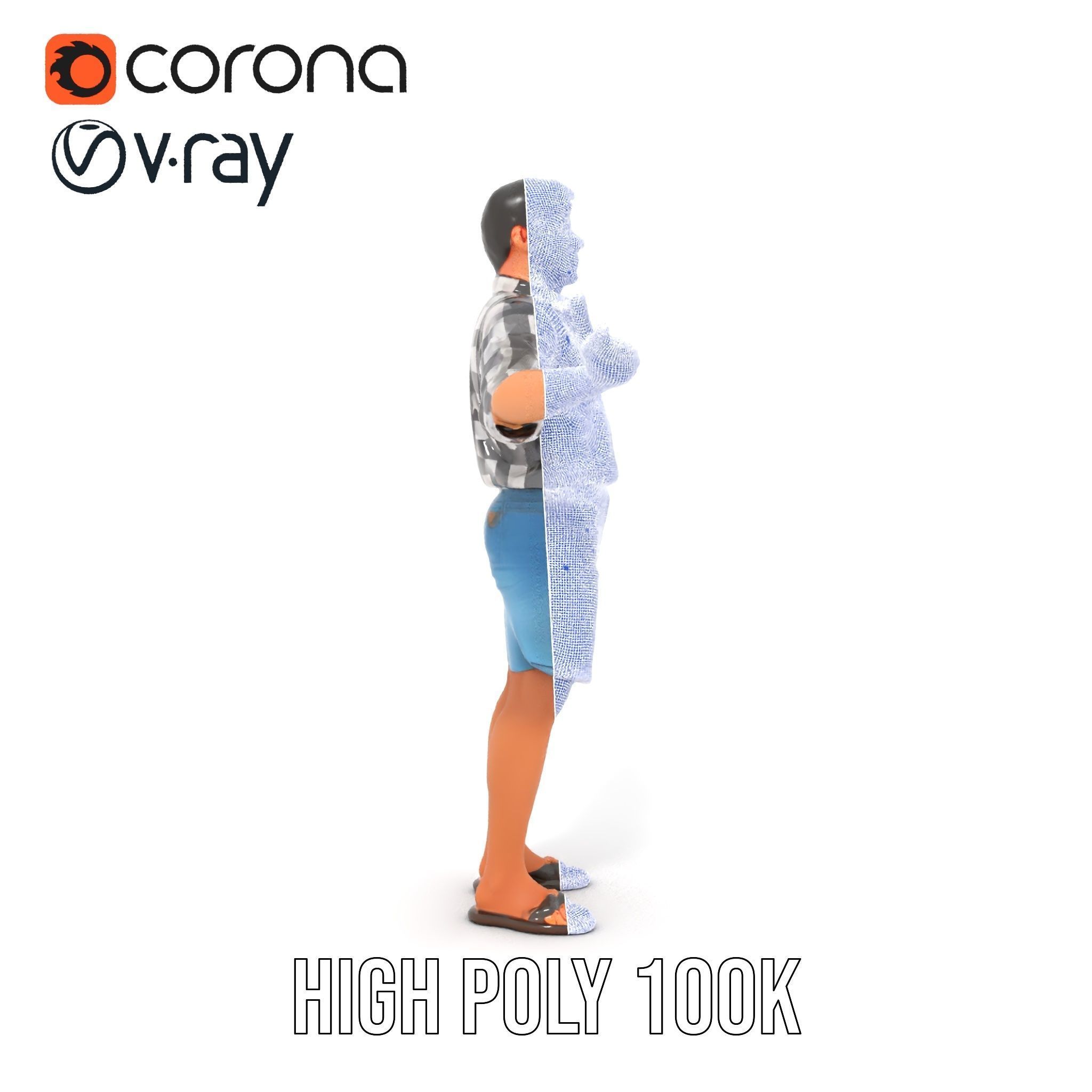 Casual Checkered Shirt Man Rigged and Animated D Model Low-poly 3D model_32