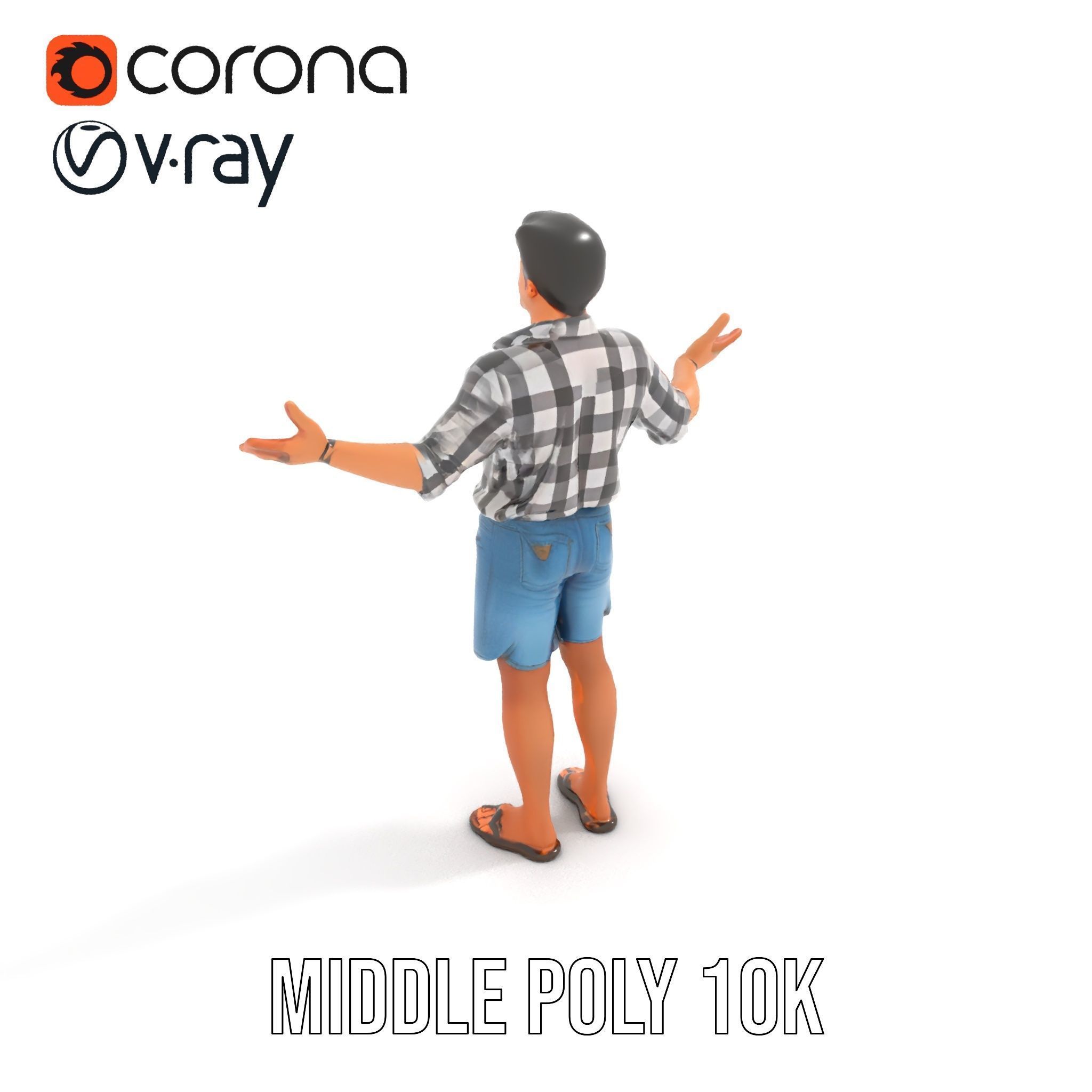 Casual Checkered Shirt Man Rigged and Animated D Model Low-poly 3D model_24