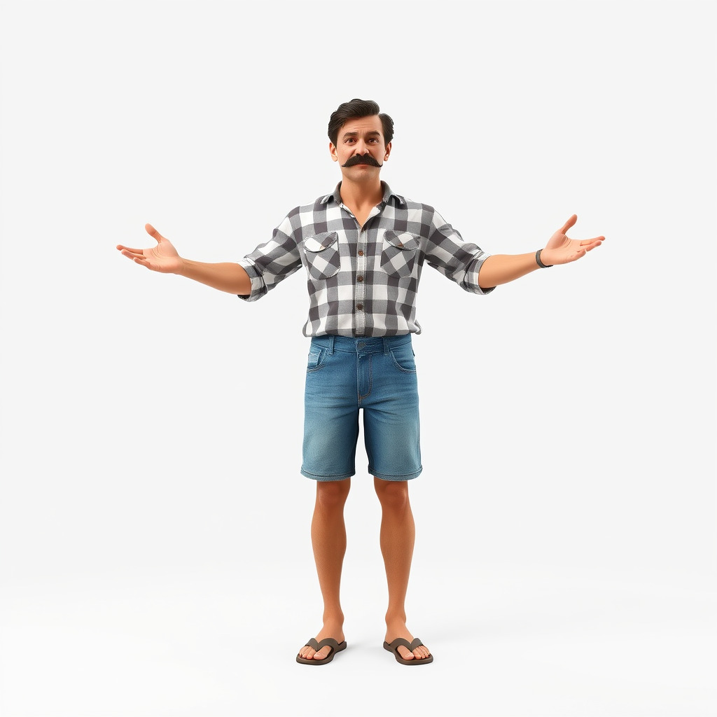 Casual Checkered Shirt Man Rigged and Animated D Model Low-poly 3D model_2