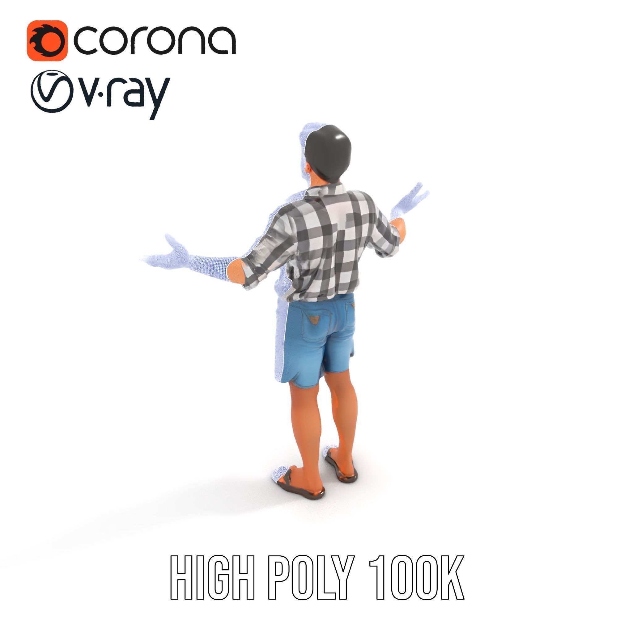 Casual Checkered Shirt Man Rigged and Animated D Model Low-poly 3D model_29