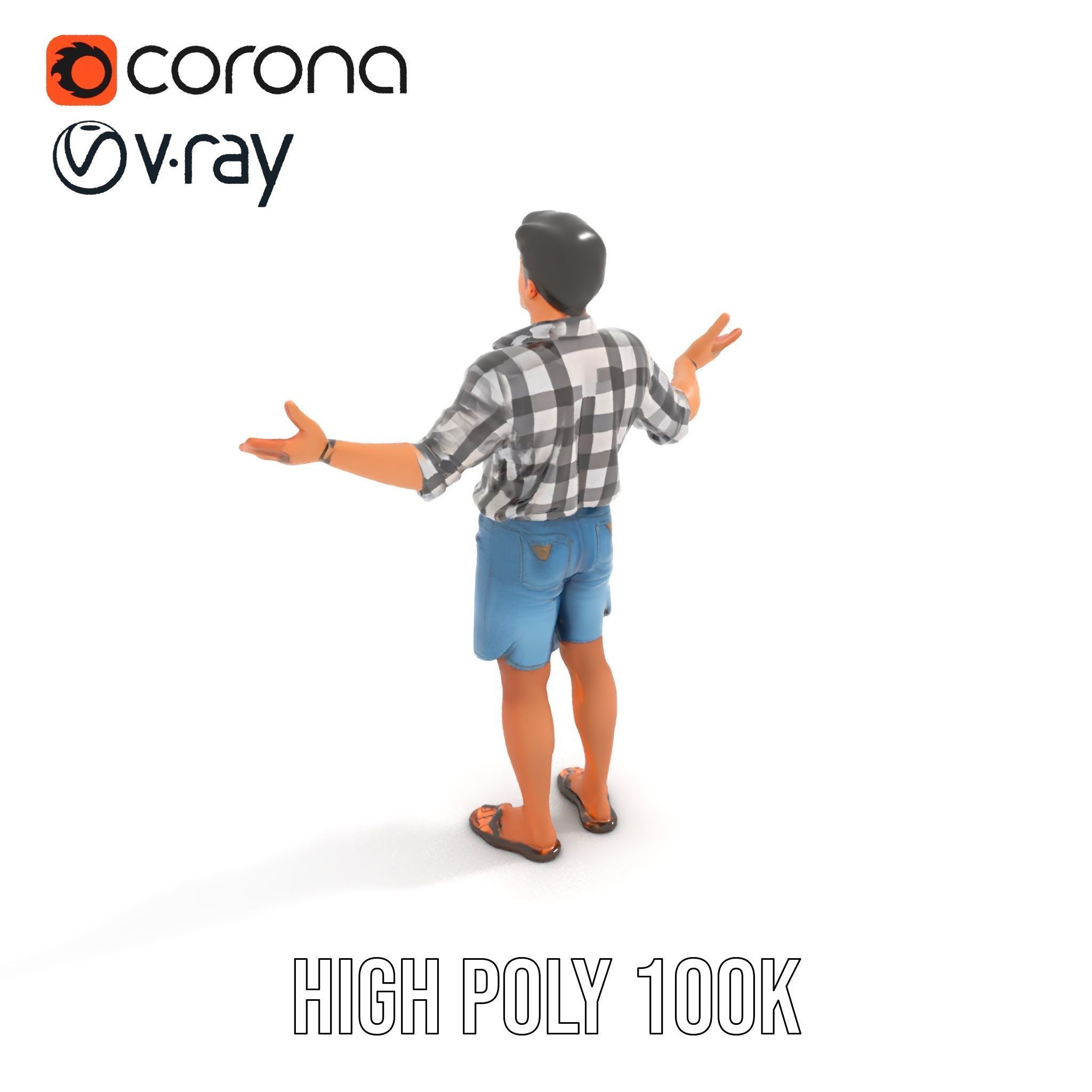 Casual Checkered Shirt Man Rigged and Animated D Model Low-poly 3D model_15