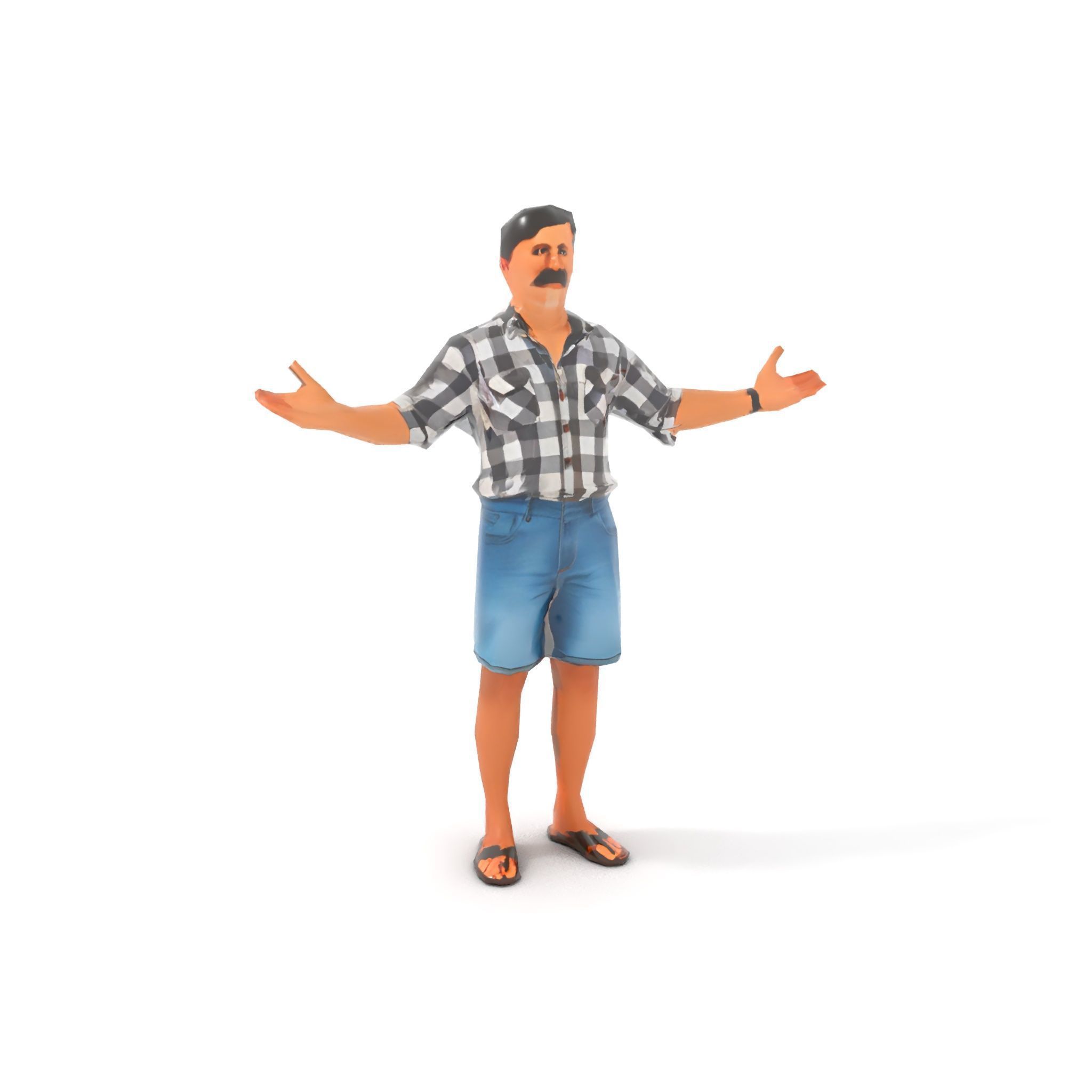 Casual Checkered Shirt Man Rigged and Animated D Model Low-poly 3D model_14