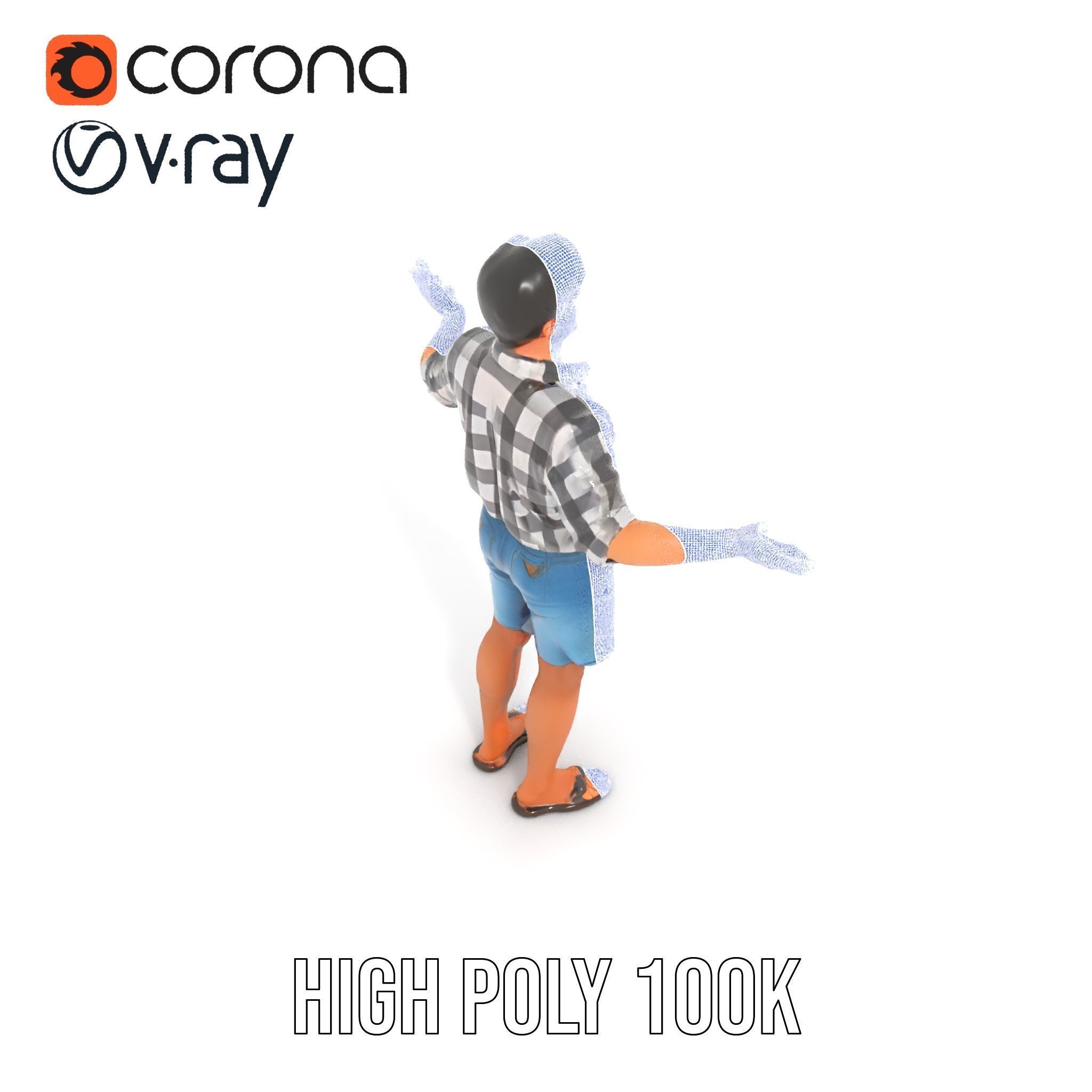 Casual Checkered Shirt Man Rigged and Animated D Model Low-poly 3D model_36