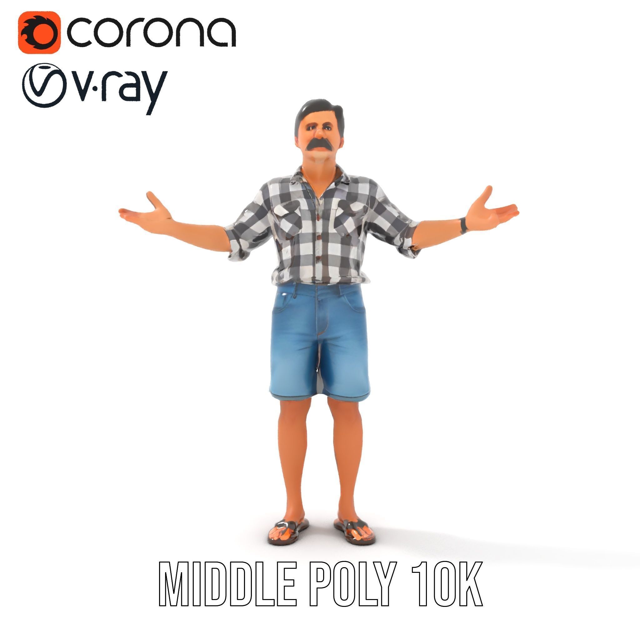 Casual Checkered Shirt Man Rigged and Animated D Model Low-poly 3D model_13