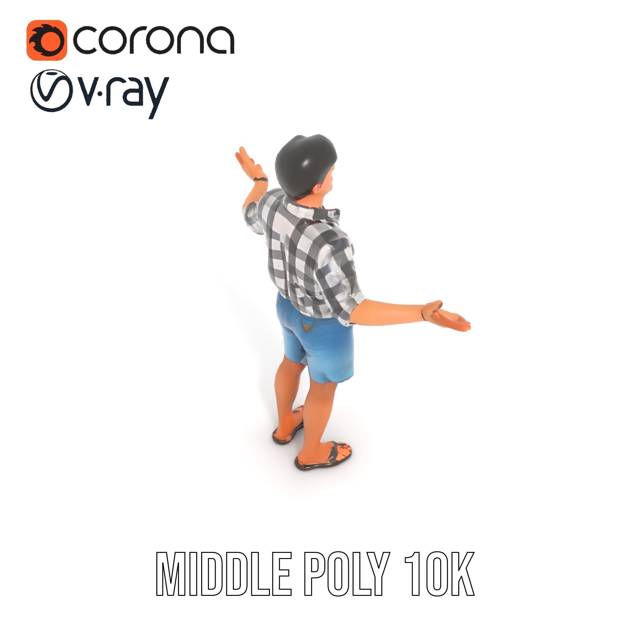 Casual Checkered Shirt Man Rigged and Animated D Model Low-poly 3D model_10