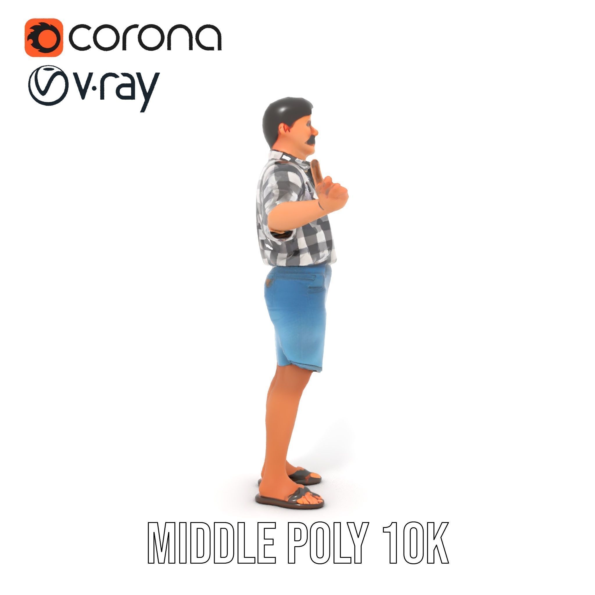 Casual Checkered Shirt Man Rigged and Animated D Model Low-poly 3D model_18