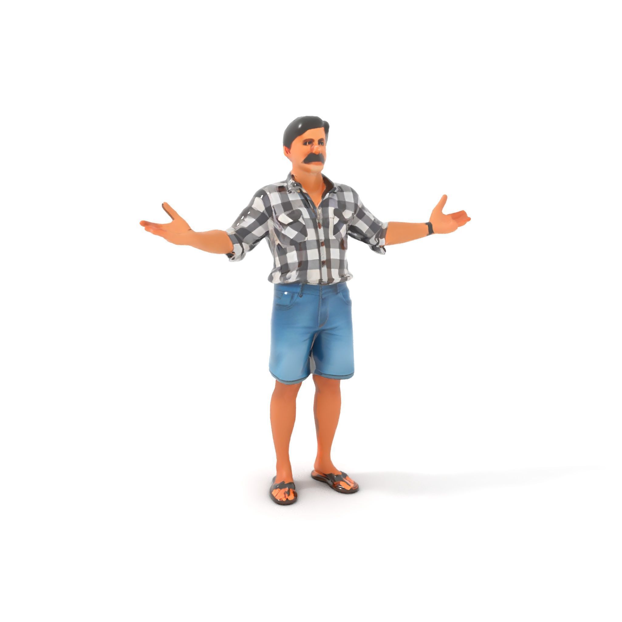 Casual Checkered Shirt Man Rigged and Animated D Model Low-poly 3D model_27